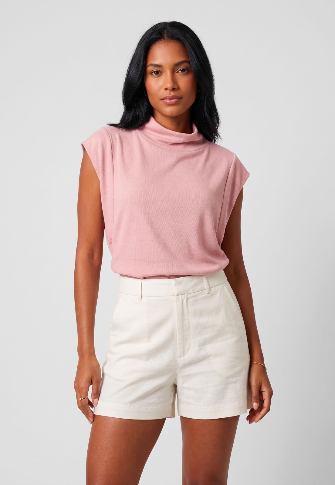 Blusa Feminina Lez a Lez Gola Alta Rosa