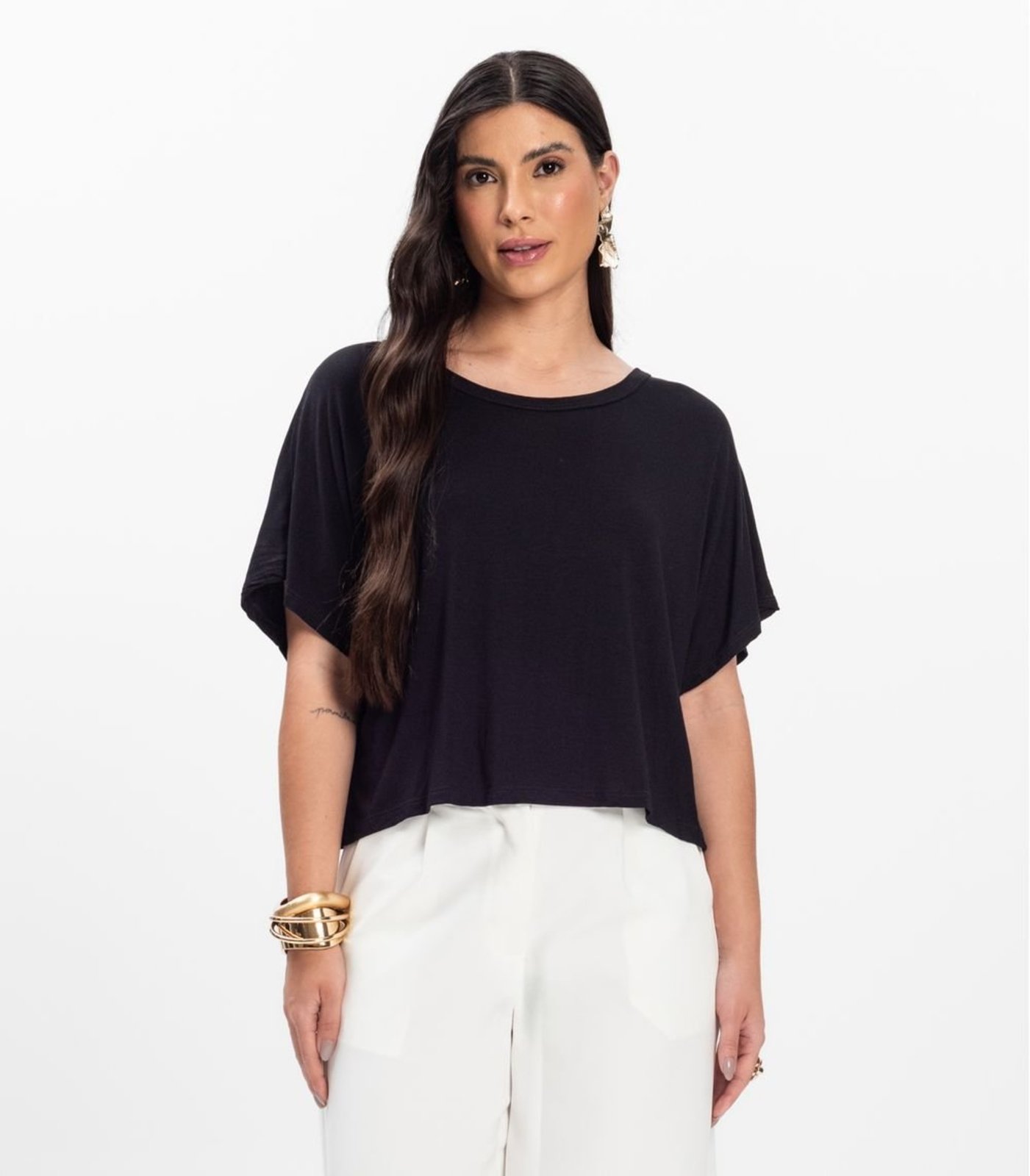 Blusa Feminina com Manga Morcego Rovitex Preto