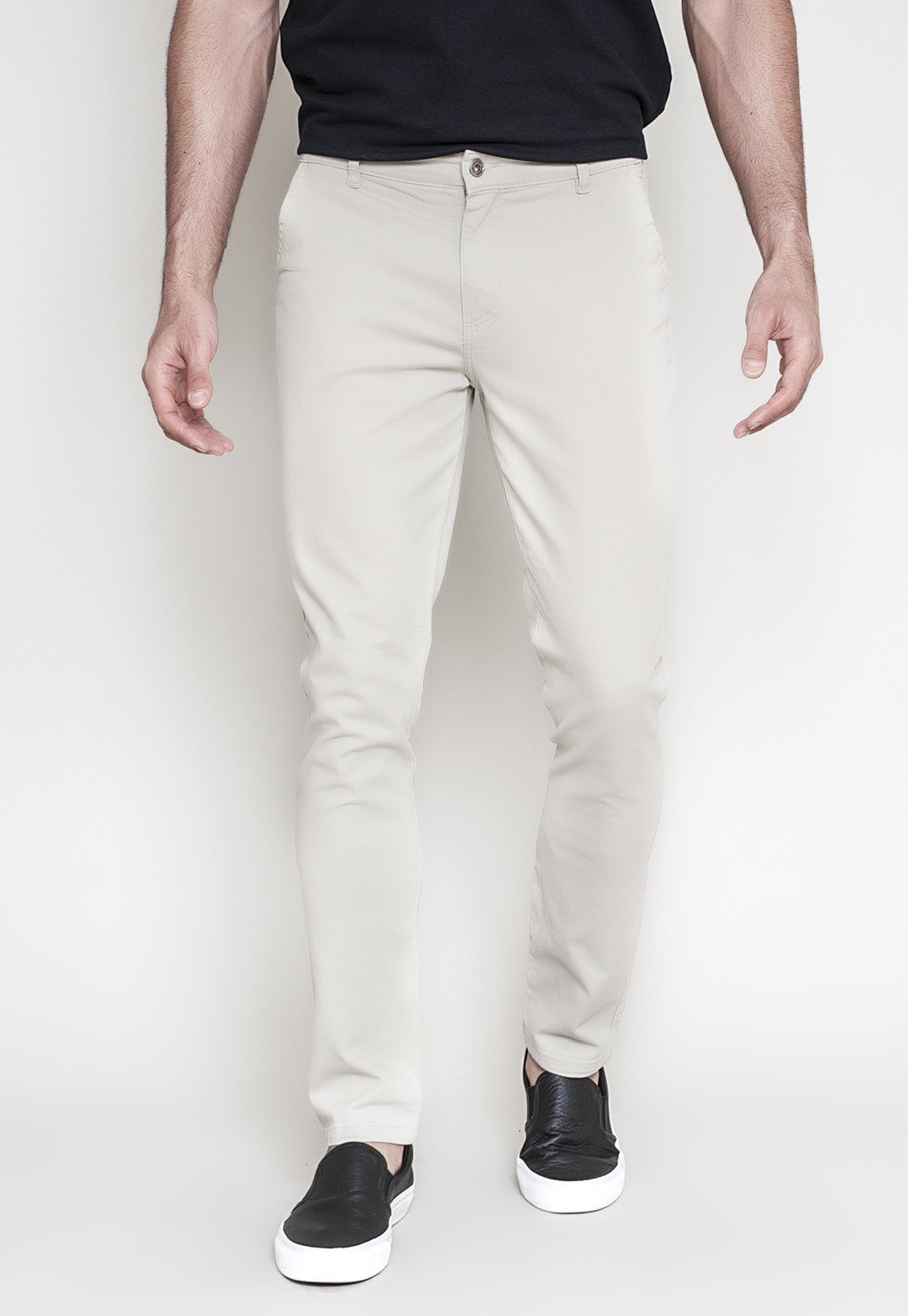 Calça Sport Fino Sarja Lemier Collection com Bolso-Faca Color Areia