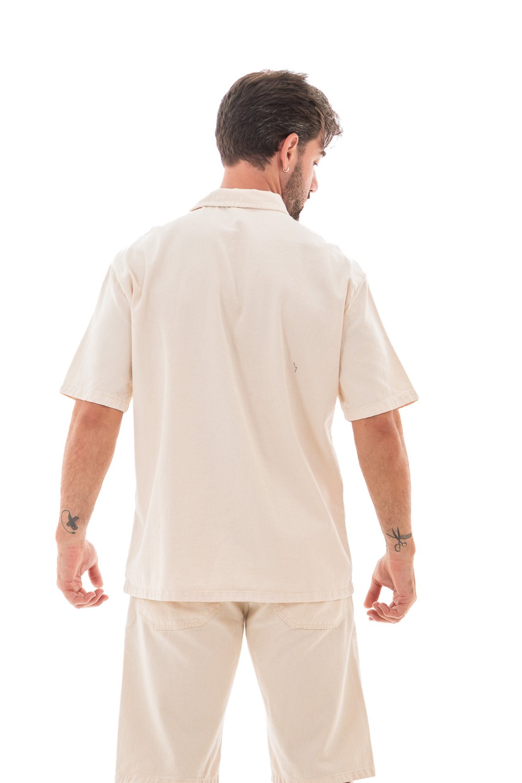 Vista 3 Camisa Jeans Masculina Arauto Oversized Natural ARAUTO JEANS bege natural ARAUTO JEANS bege natural