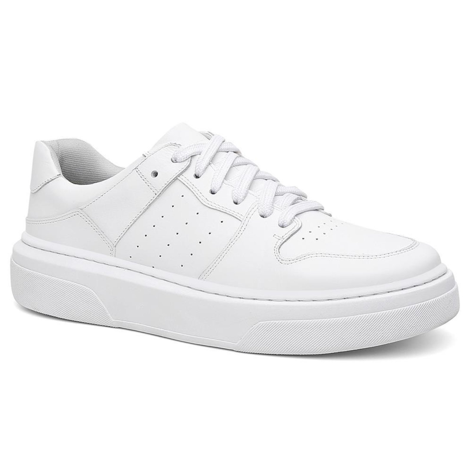 Tênis Masculino Casual Couro Fechamento Cadarço Moderno Branco 37 Branco