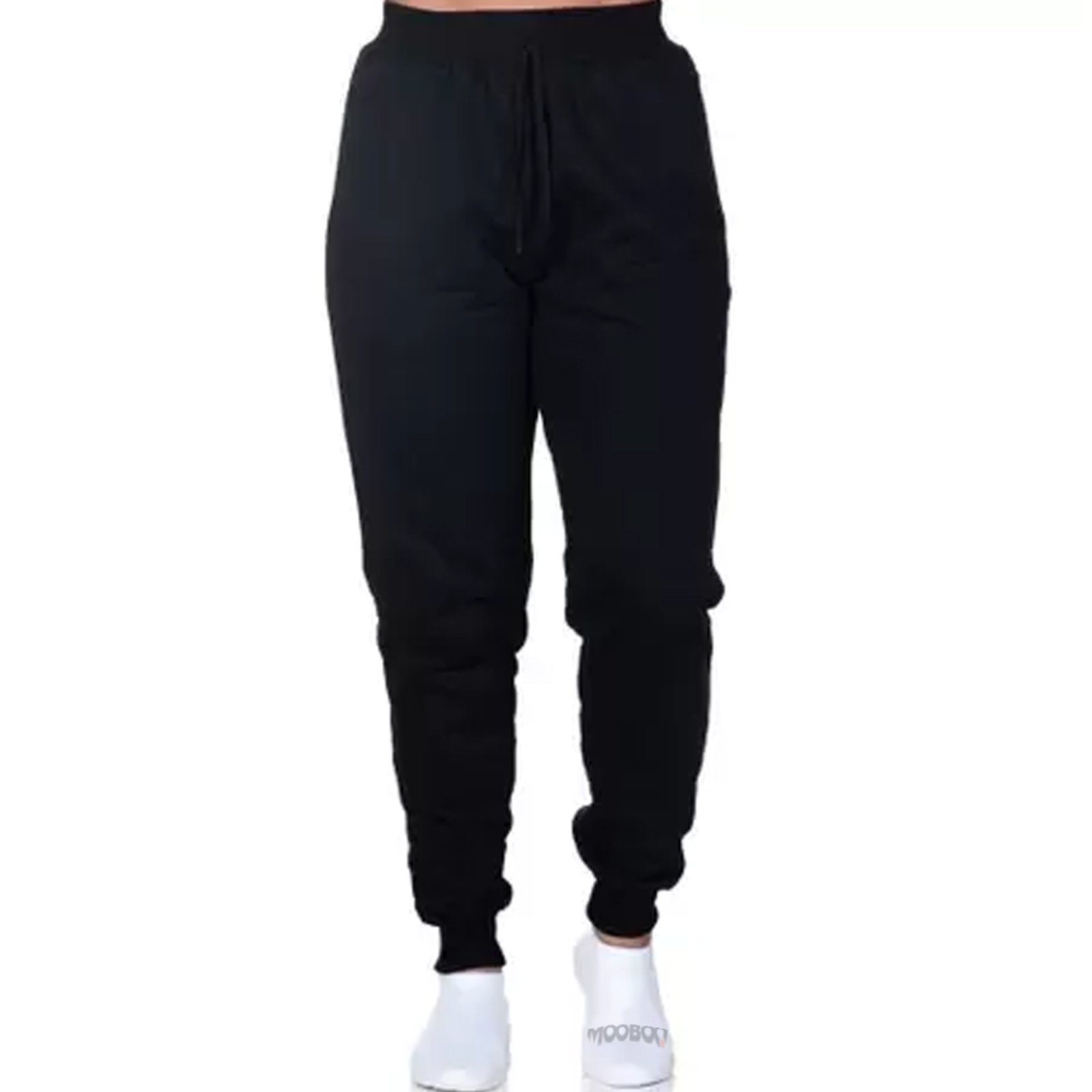 Calça Moletom Algodão Jogger Flanelado Algodão Moleton Liso Masculino Mooboo Preto