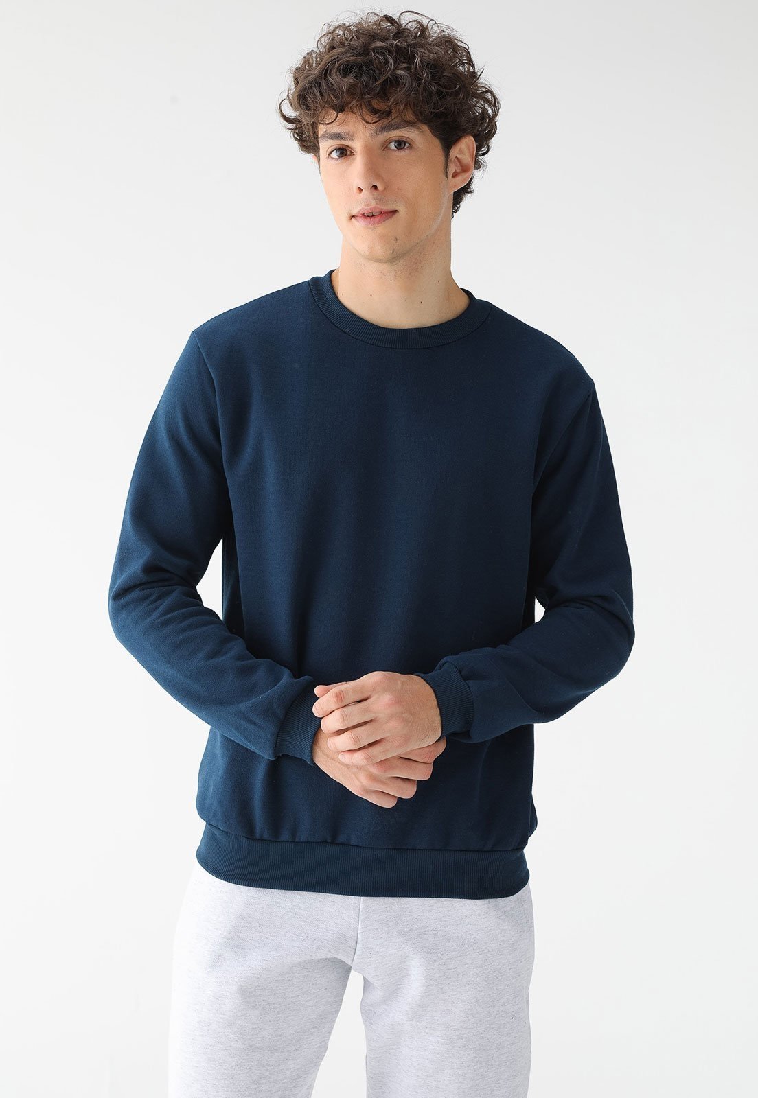 Moletom Gola Redonda Masculino Benellys Liso Marinho