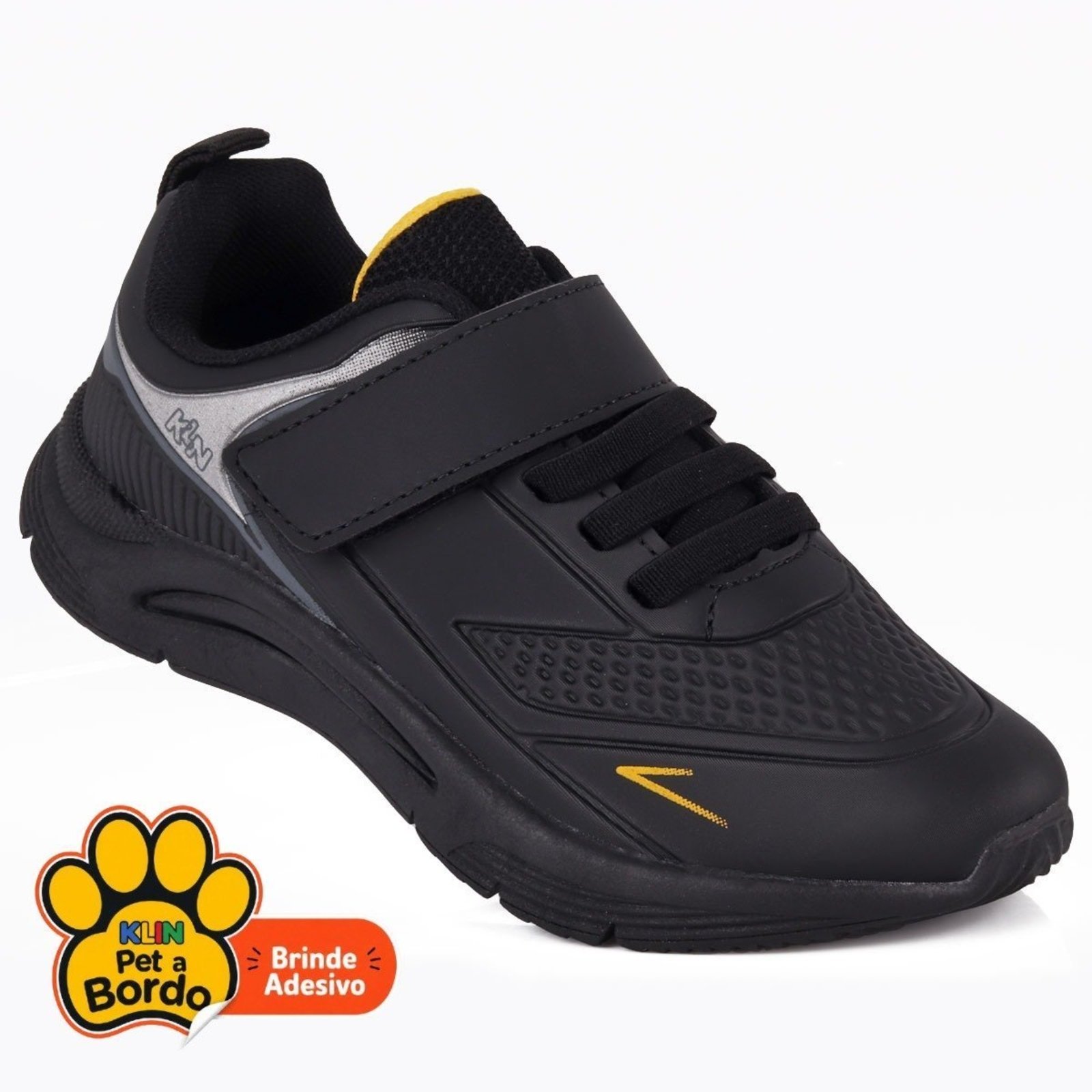 Infantil - Tênis Escolar Klin New Sport Preto e Amarelo – Performance e Resistência