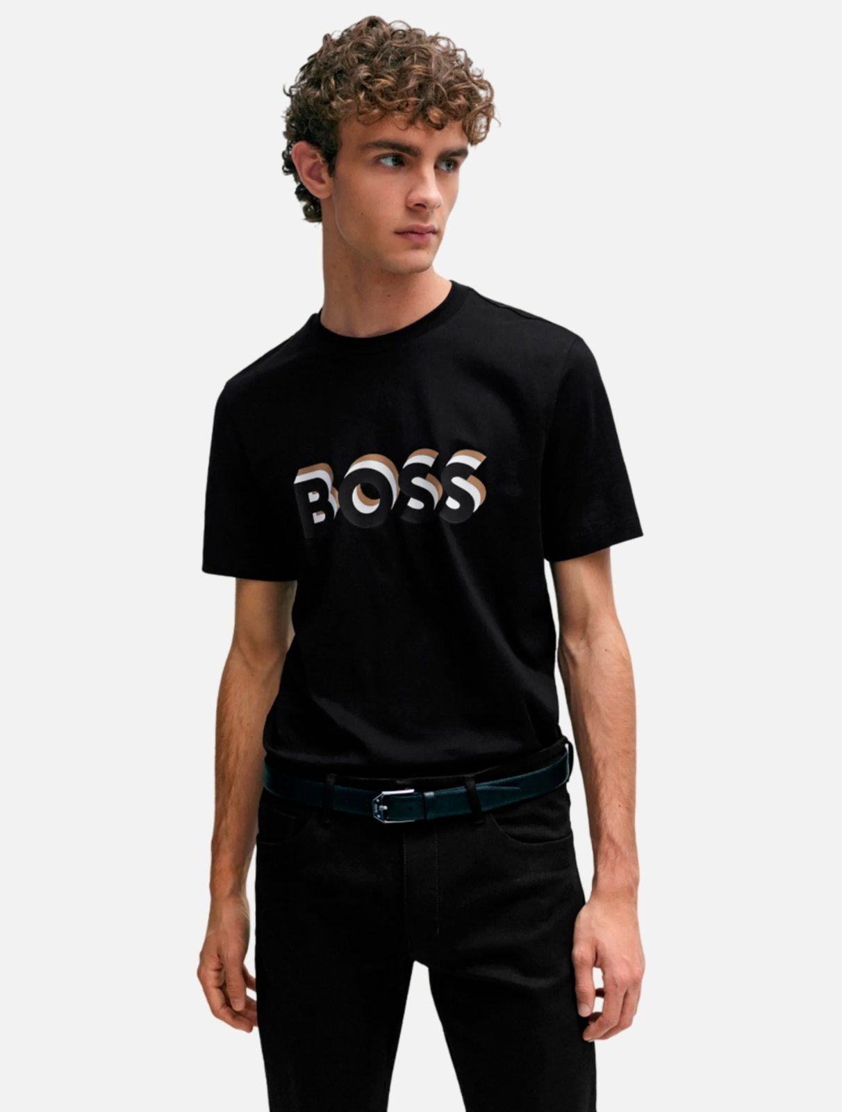 Camiseta Hugo Boss Masculina Regular Tiburt 427 Preta