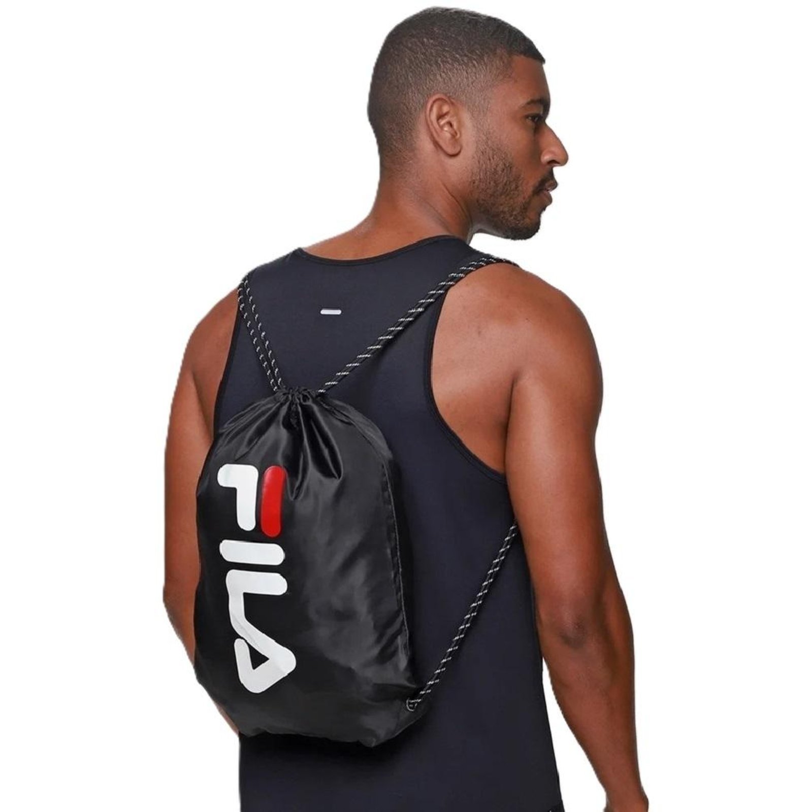 Vista 3 Título: Sacola Fila Gym Basic Esportiva Prática 1299240 UN preto Fila preto