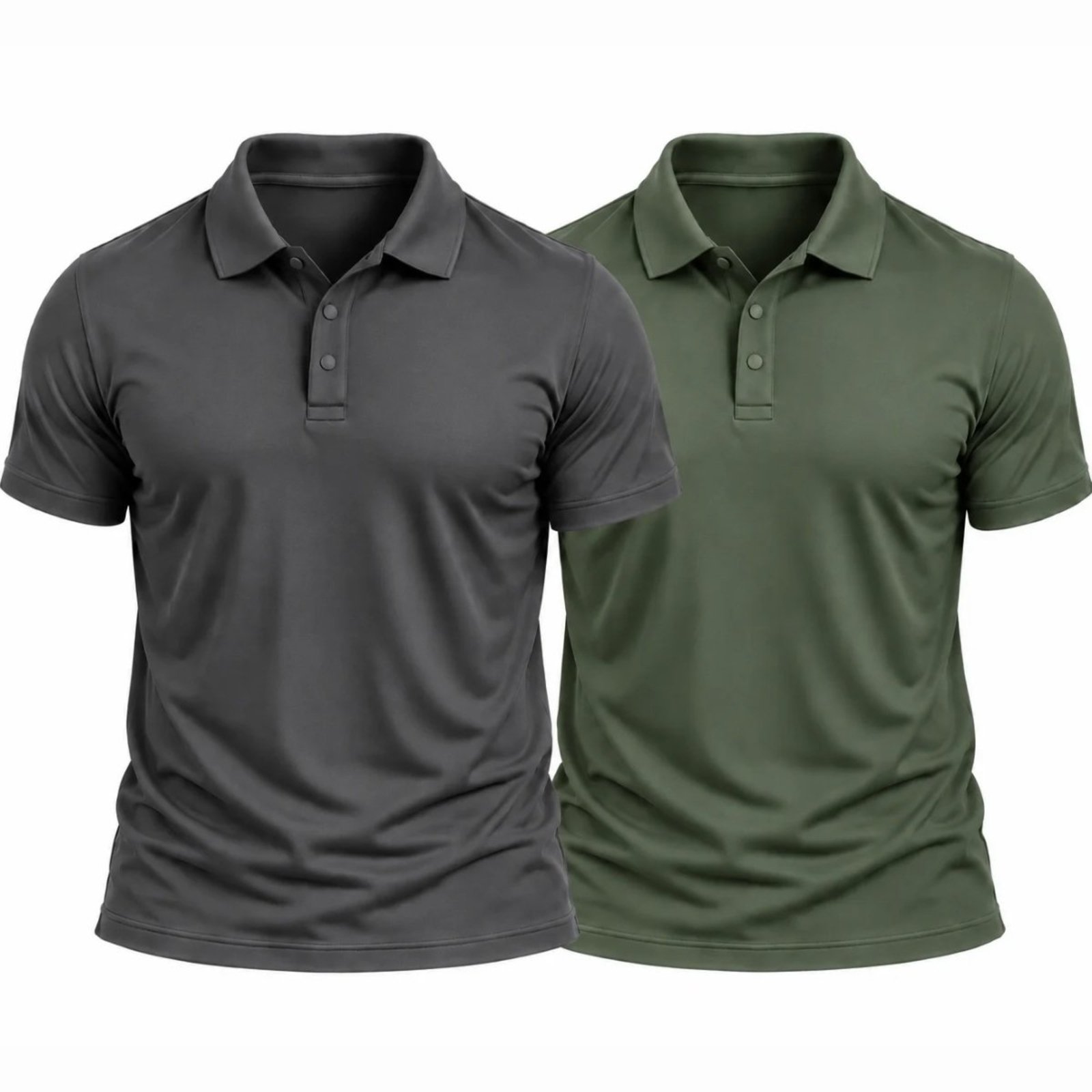 Kit 2 Camisas Polo Masculina Poliamida Premium Básica Lisa Verde