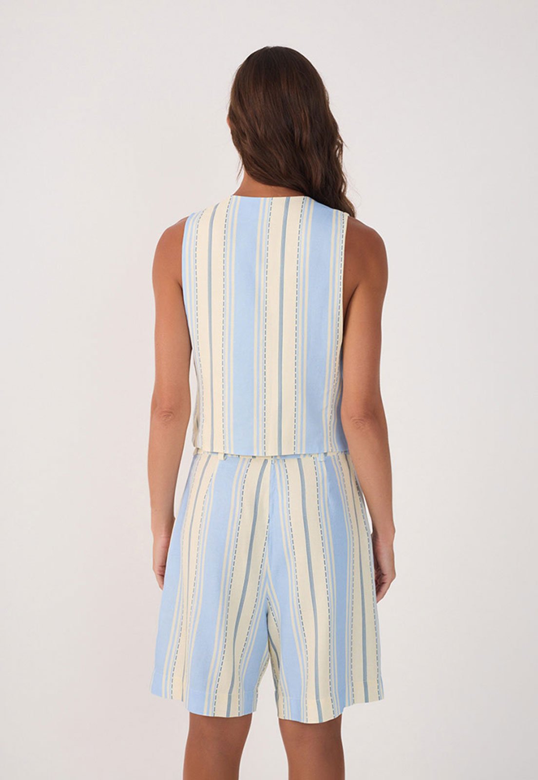 Vista 3 Colete Dress To Reta Listrado azul Dress to azul