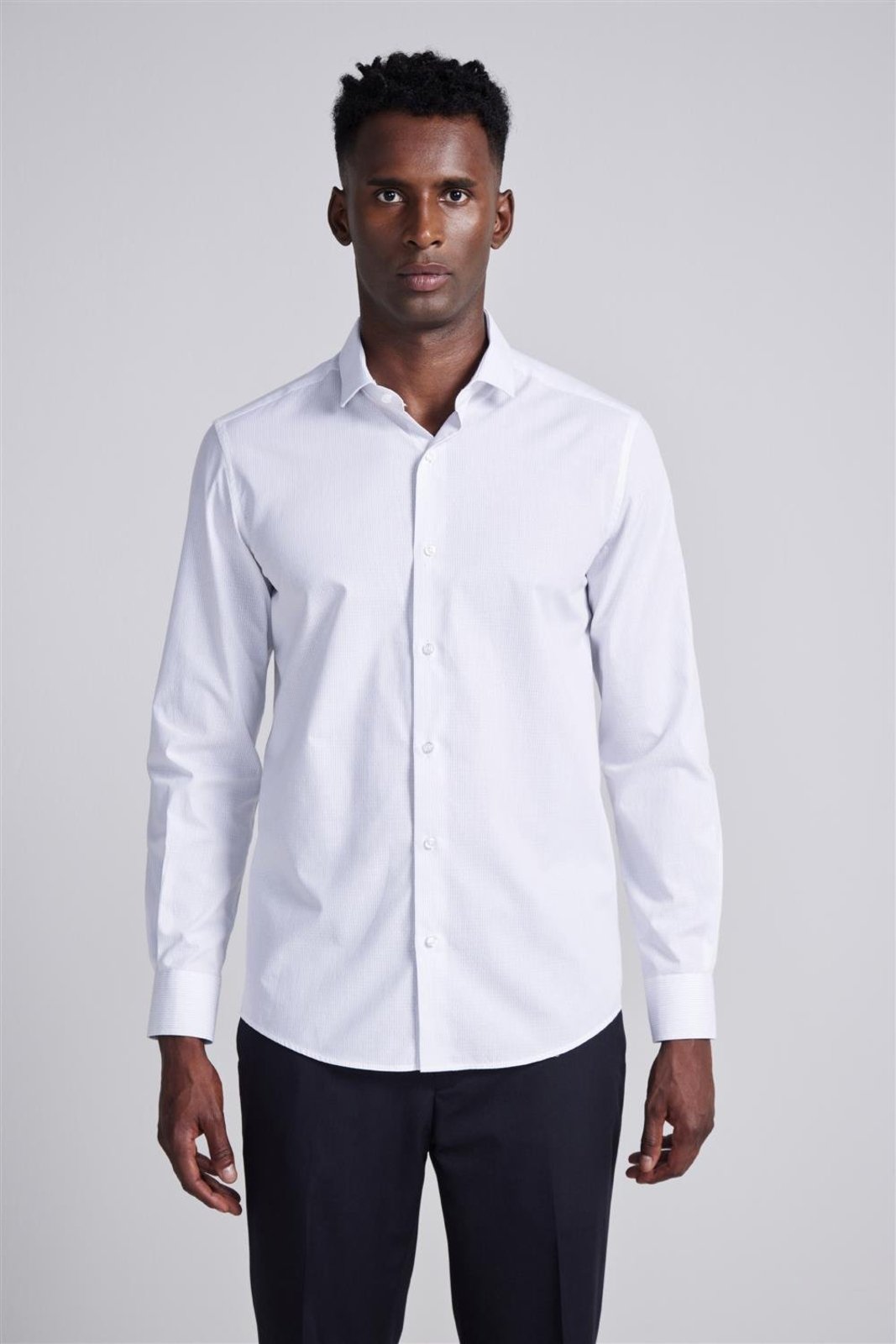HIGHSTIL Camisa Social Algodão Egípcio Slim Fit Listrada - Branco Gelo