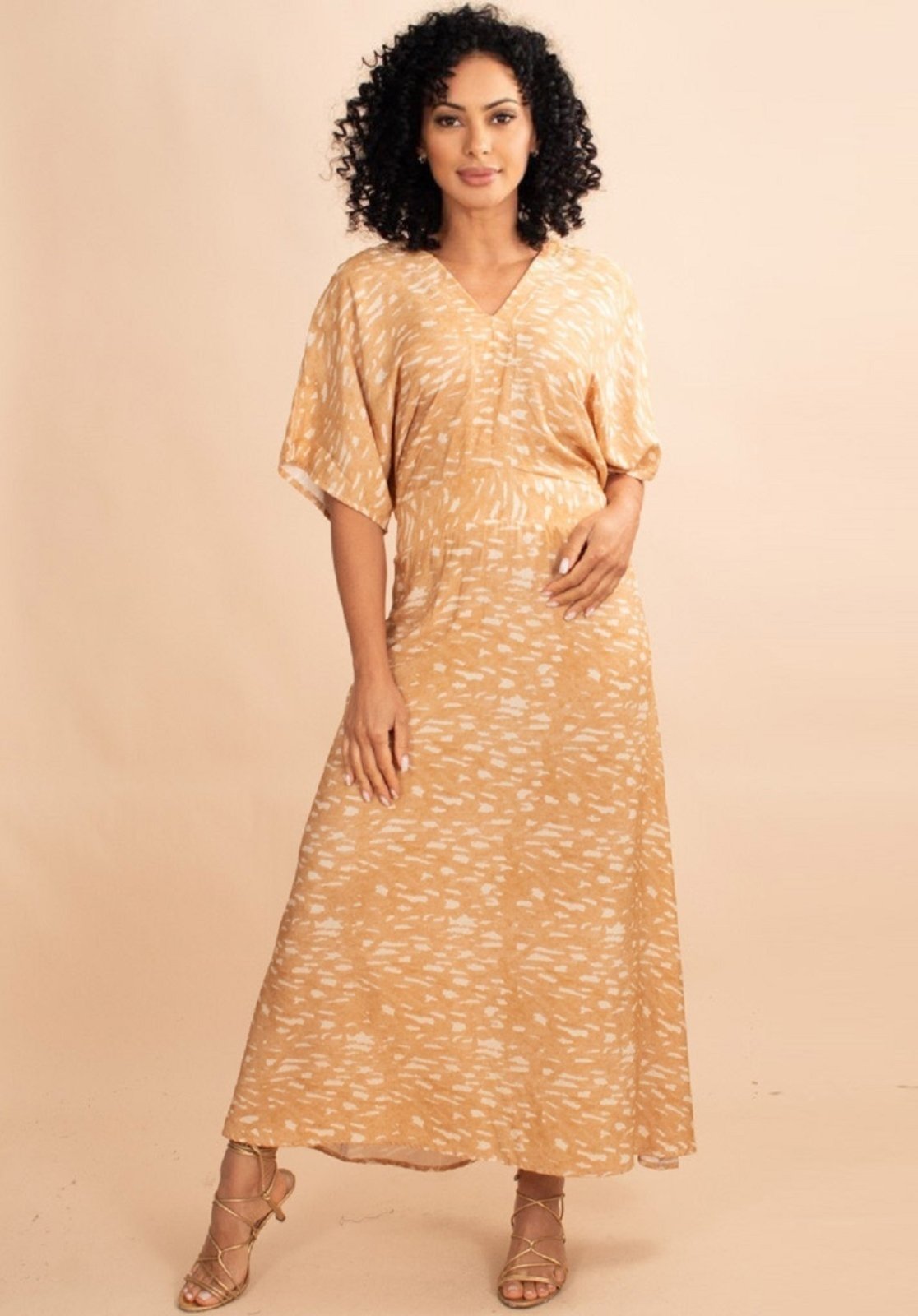 Vestido Midi Viscose Morcego Parati com Elástico Dunas Do Nordeste