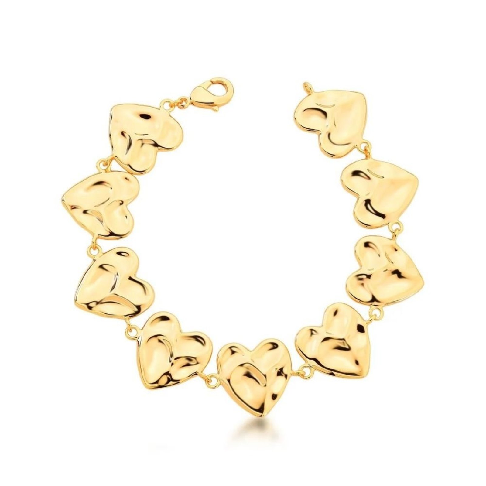 Infantil - Pulseira de Corações Texturizados Semijoia Banhada a Ouro 18K Ania Store