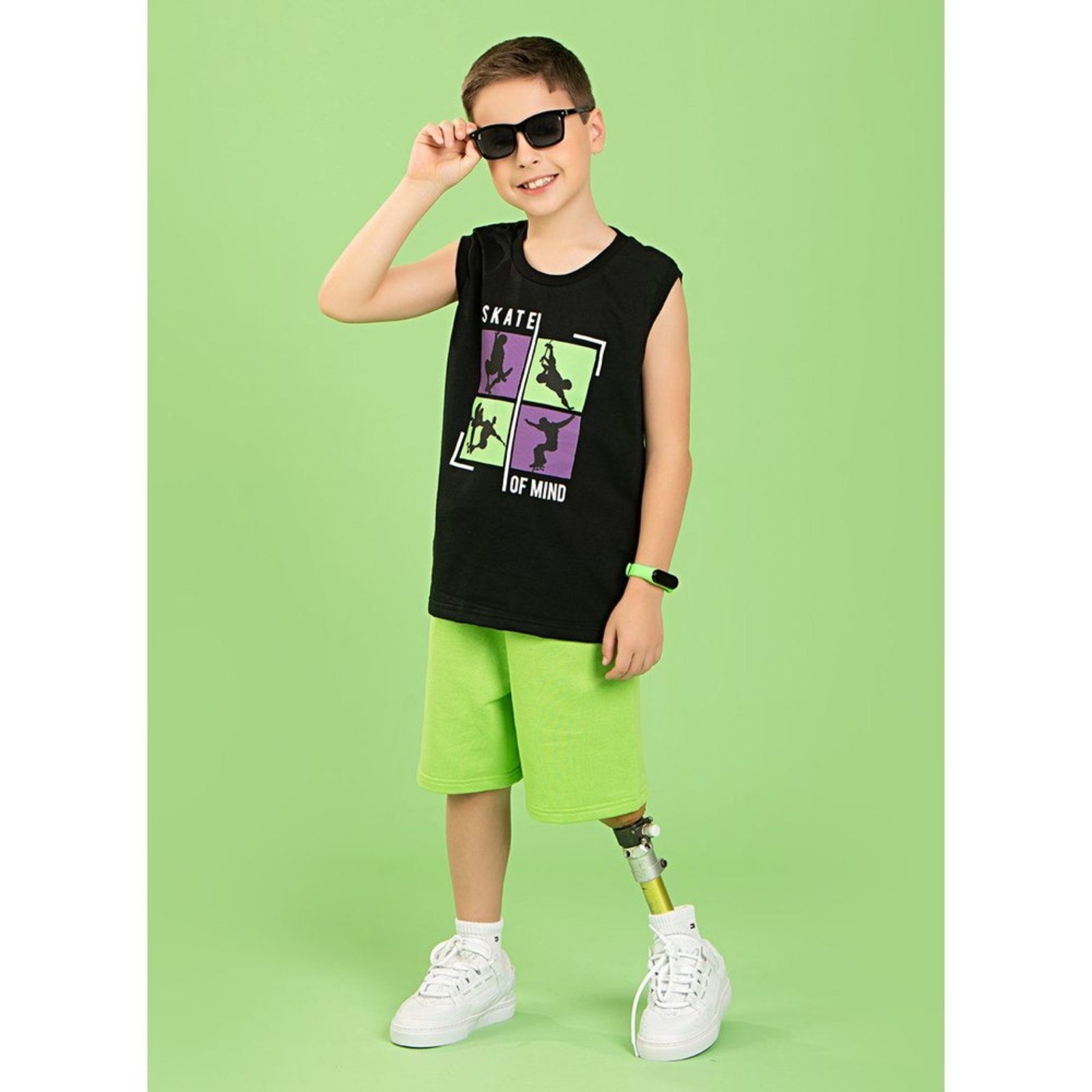 Vista 2 Infantil - Conjunto Verão Menino regata E Bermuda skate Molekada preto Molekada preto
