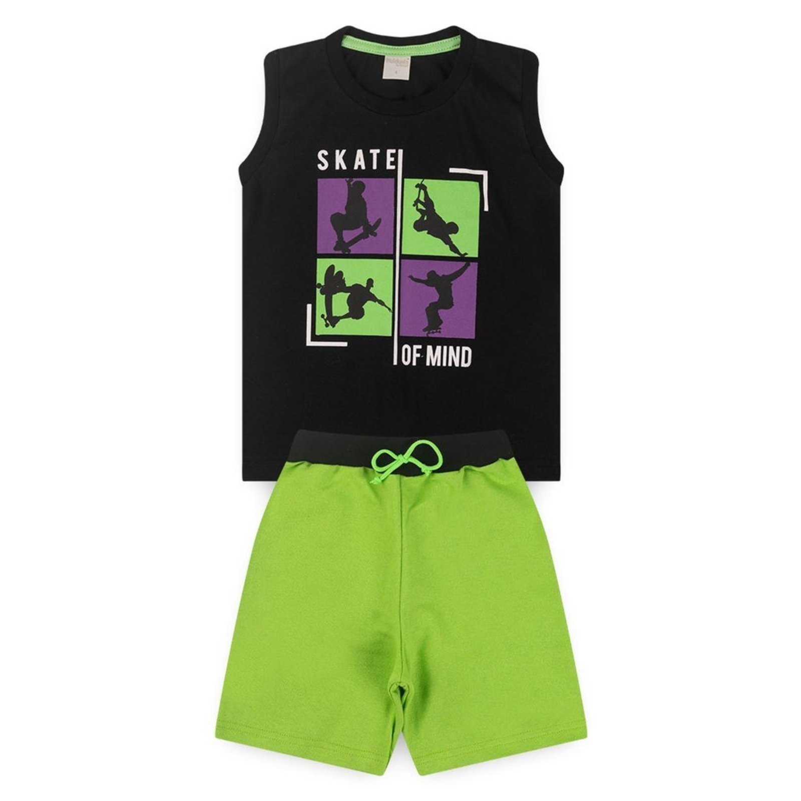 Vista 3 Infantil - Conjunto Verão Menino regata E Bermuda skate Molekada preto Molekada preto