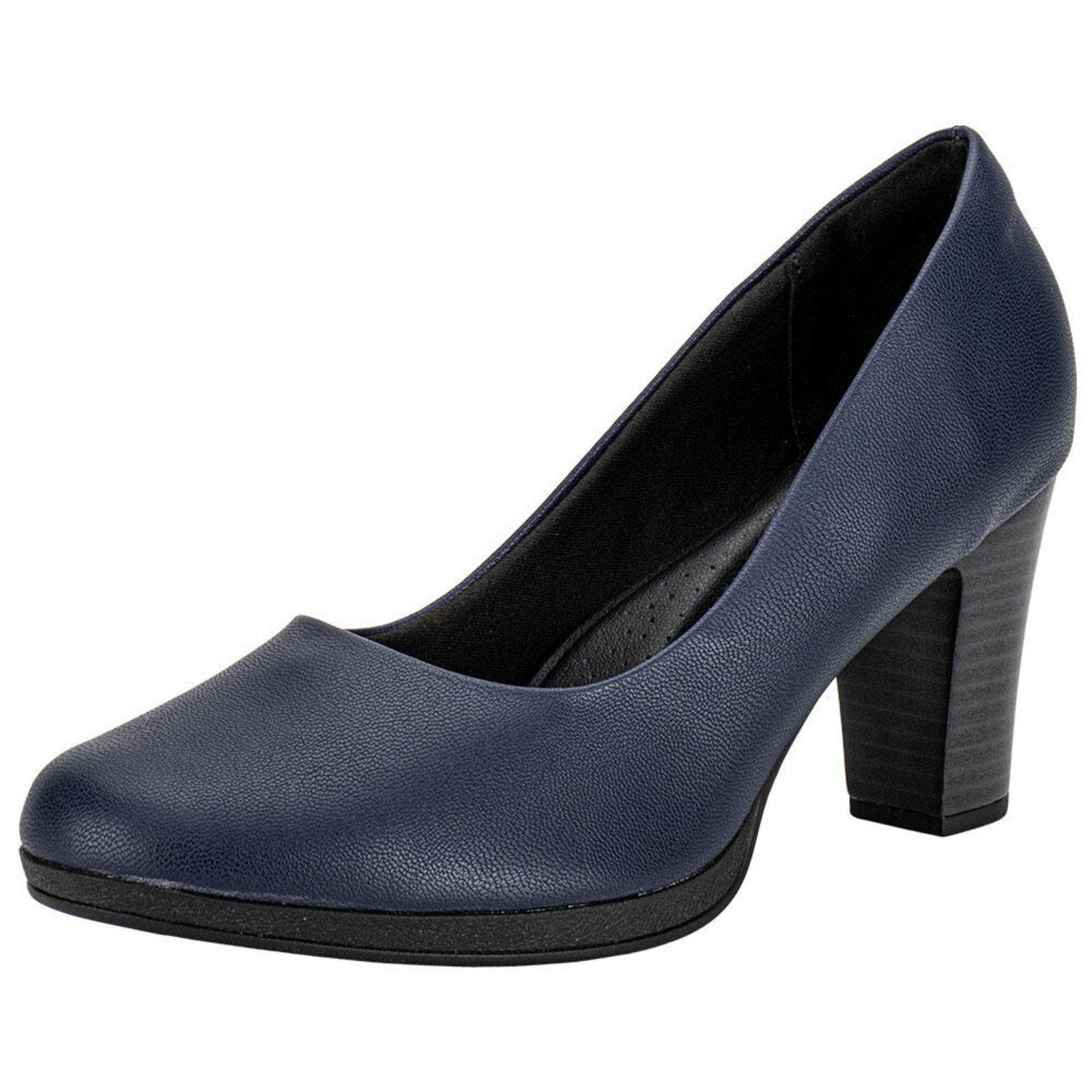 Sapato Feminino Salto Grosso Piccadilly 130196 0081960 Azul Marinho