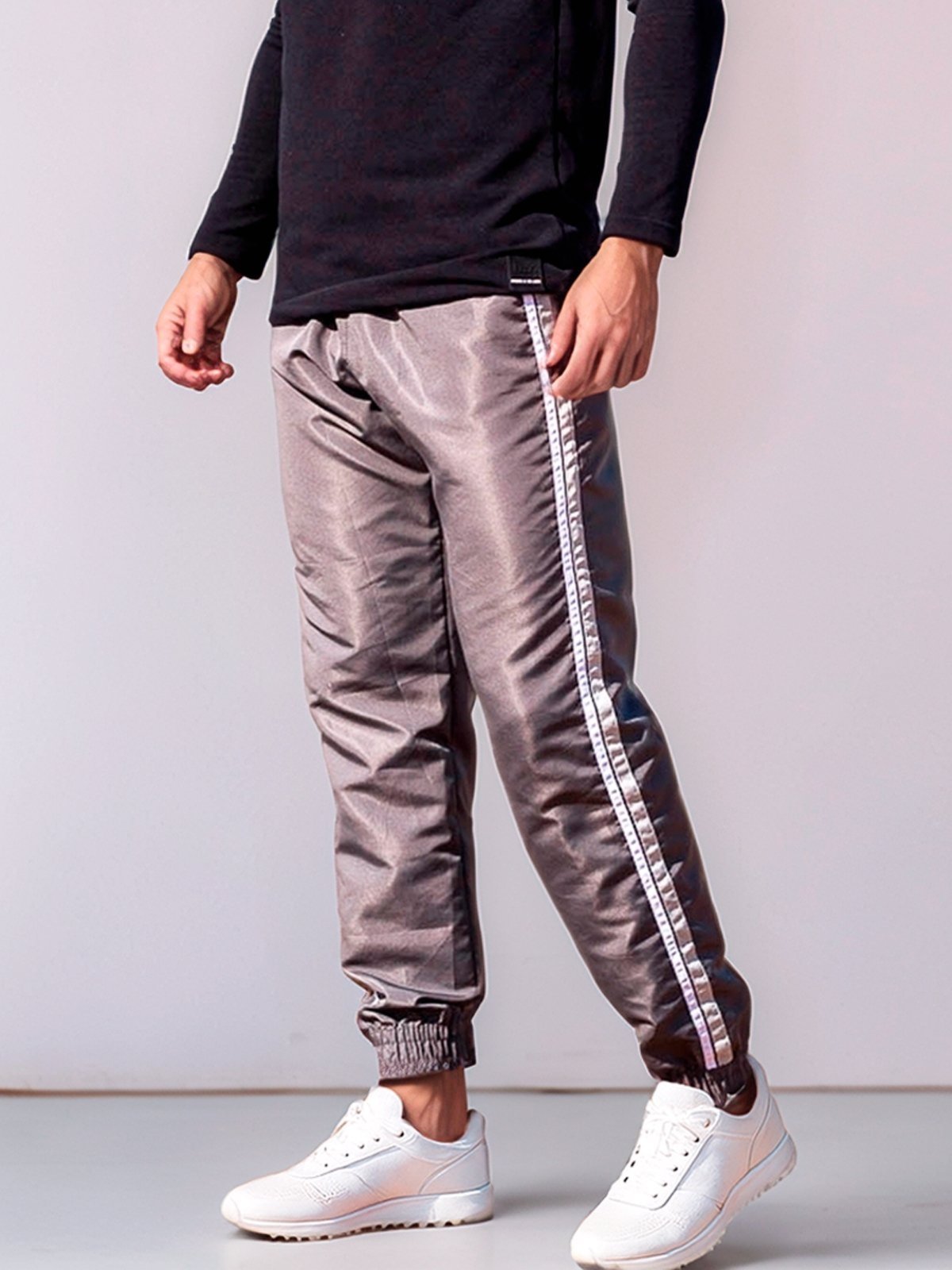 Calça Jogger Tactel Frents Com Listra Lateral Popular Esporte Treino