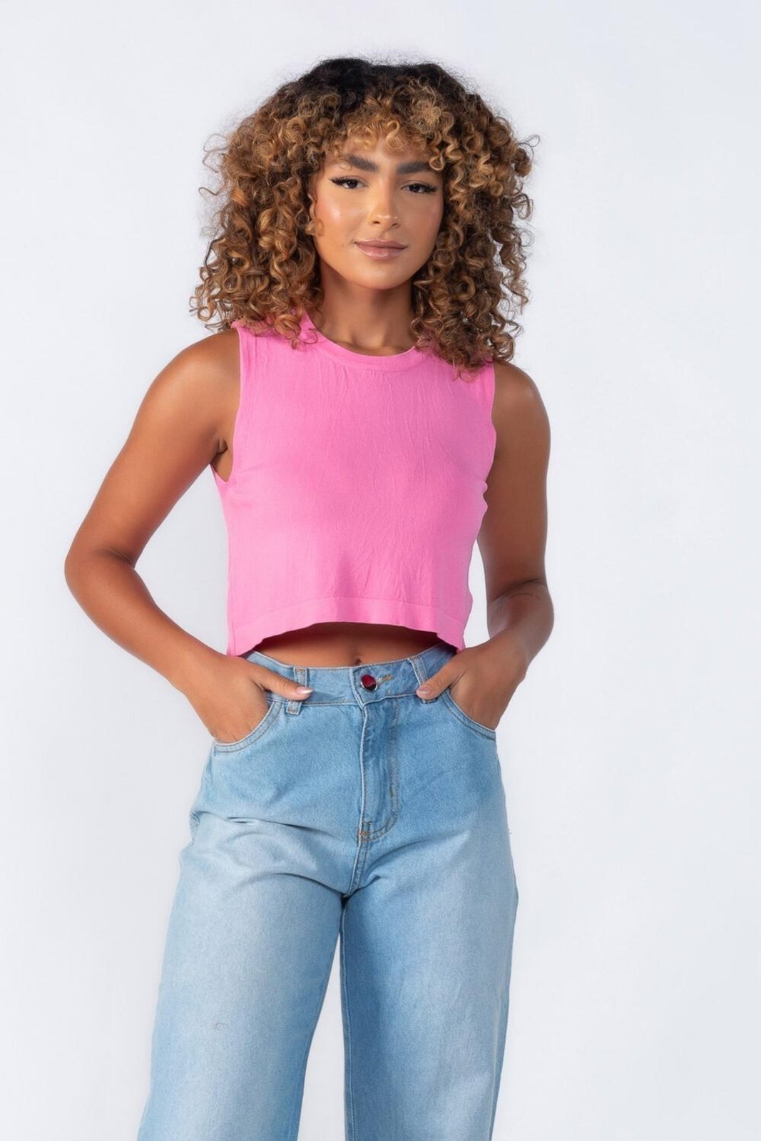 Cropped regata soltinho Rosa