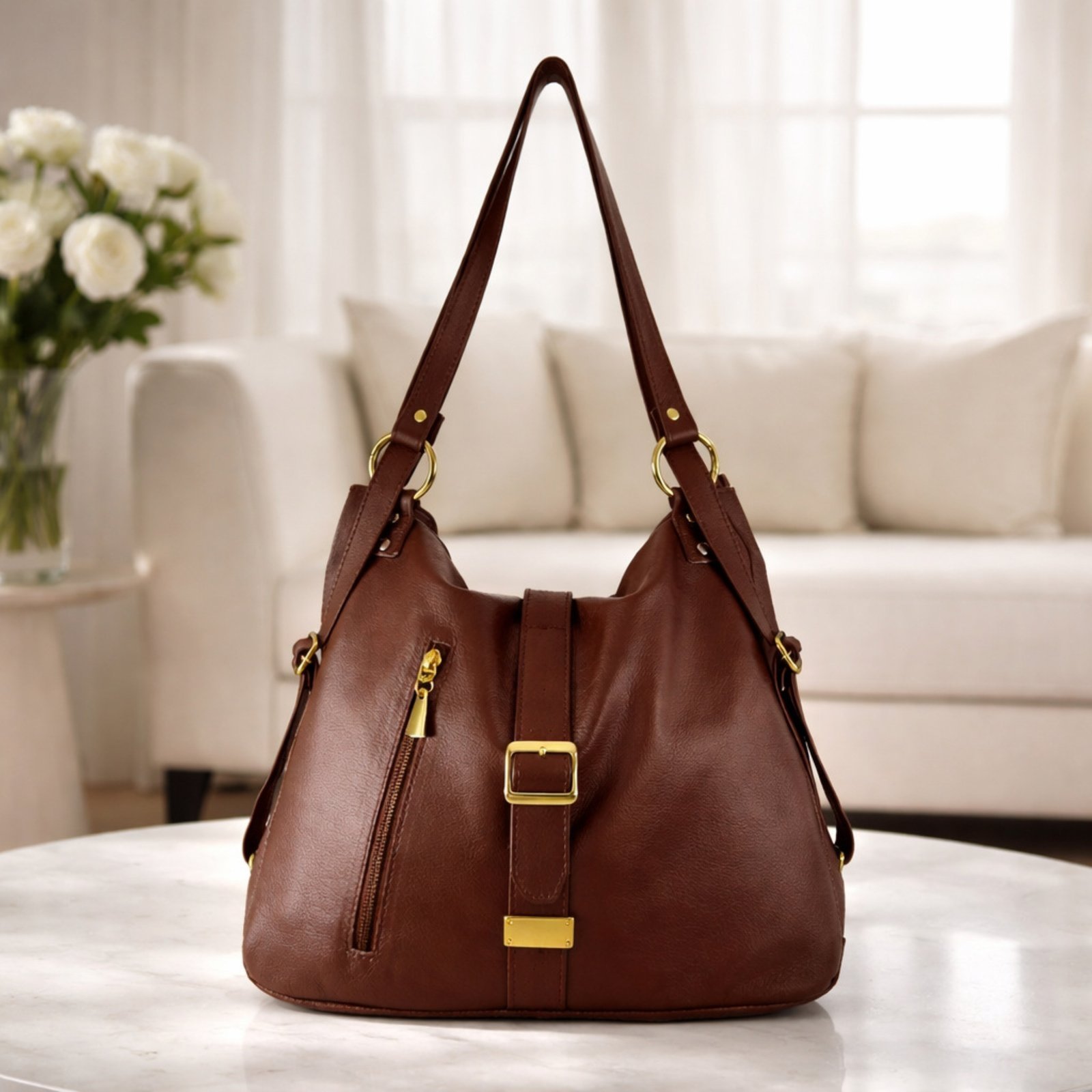 Vista 2 Bolsa Mochila Sacola TopGrife Couro preto TopGrife preto