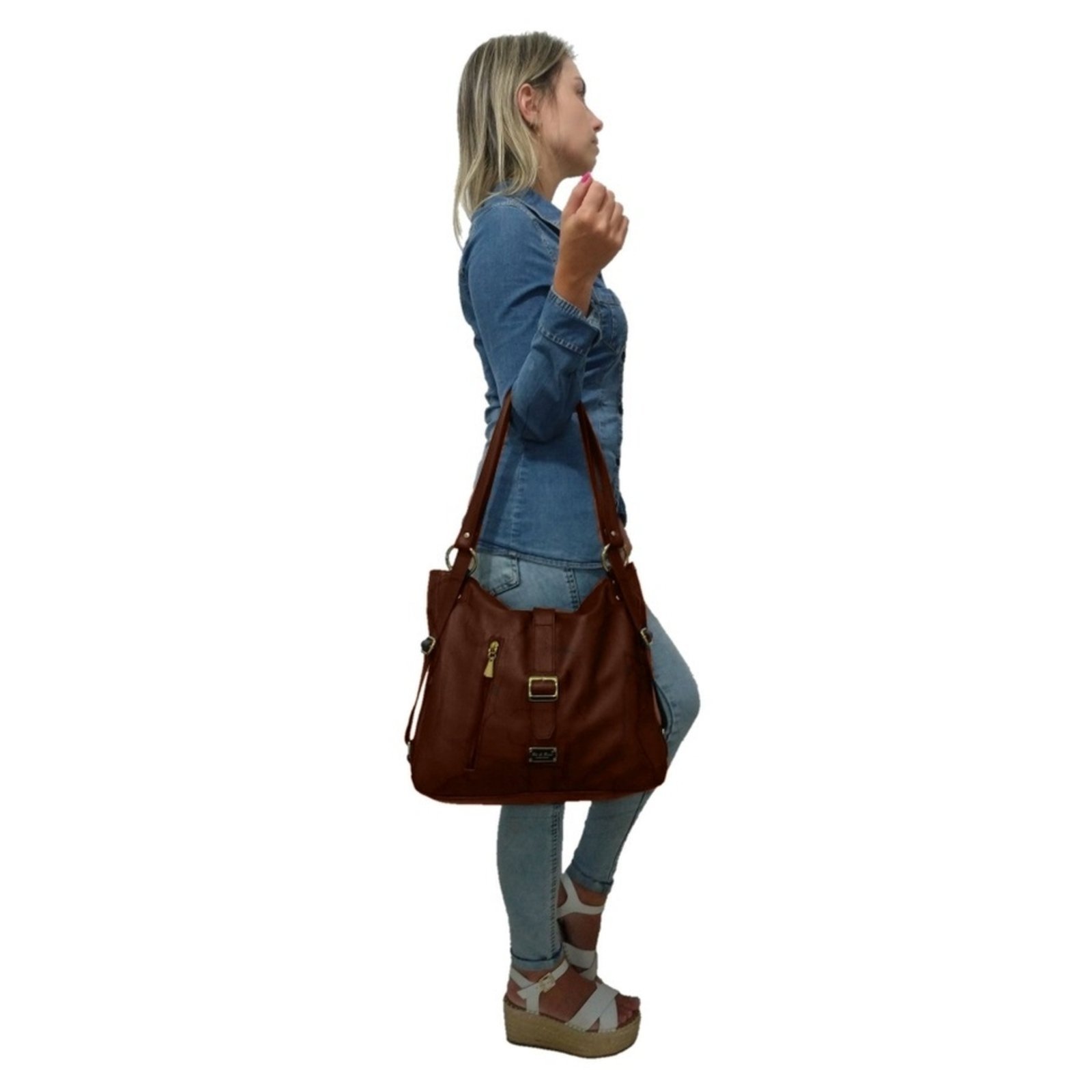 Vista 3 Bolsa Mochila Sacola TopGrife Couro preto TopGrife preto