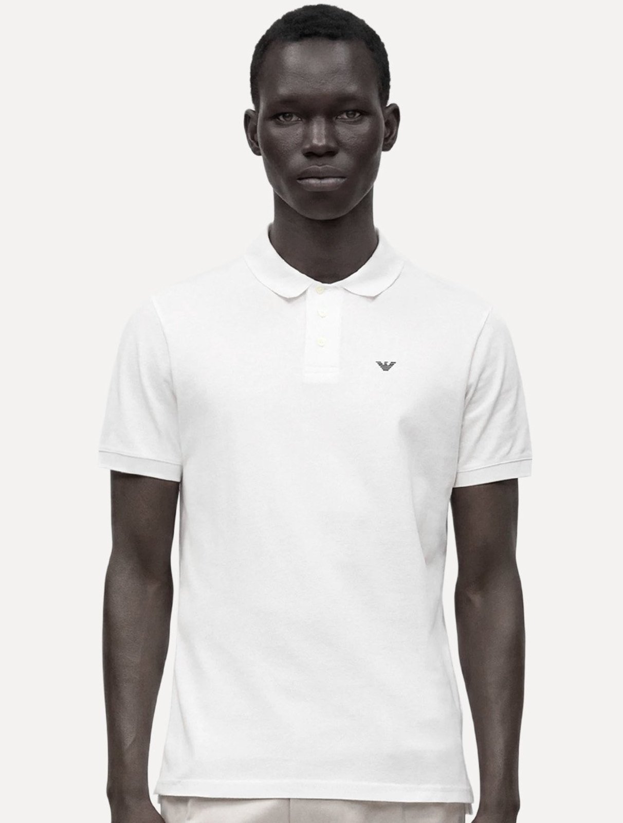 Polo Empório Armani Masculina Piquet Essential Micro Águia Branca