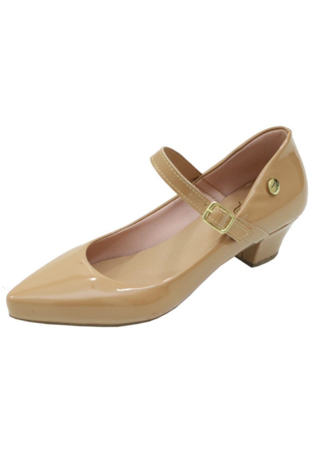 Scarpin Feminino Boneca Bico Fino Salto Baixo Caramelo