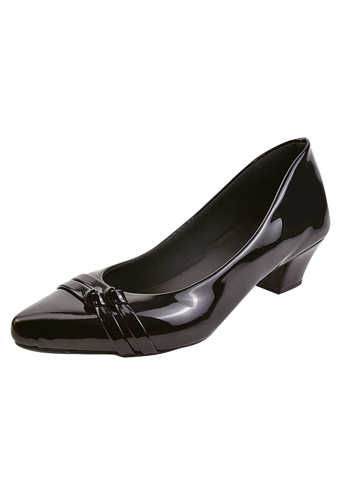Scarpin Donna Santa Bico Fino Com Enfeite Preto