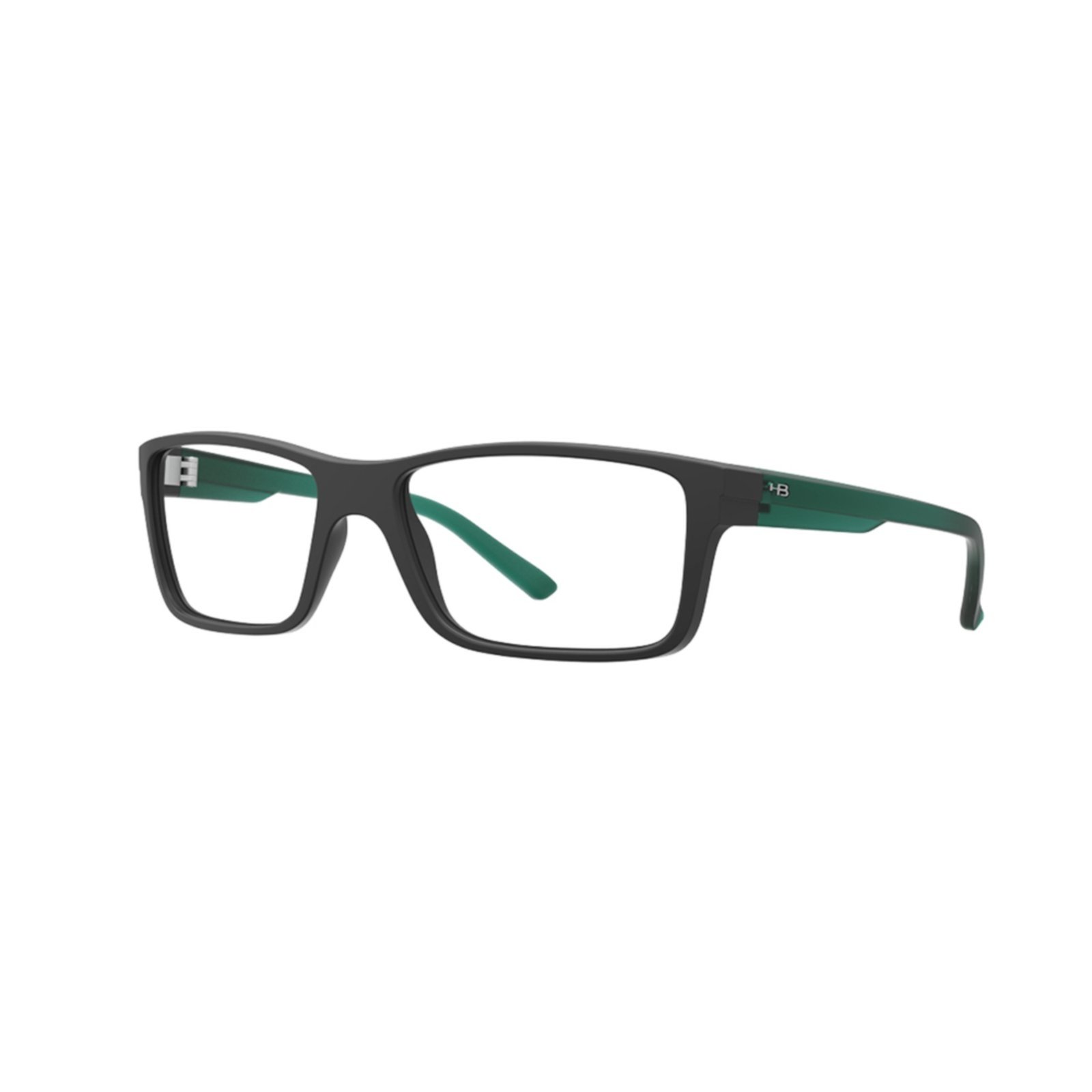 Vista 2 Armação de Óculos HB Polytech 93024 - Preto Fosco e Verde preto verde Hb preto verde