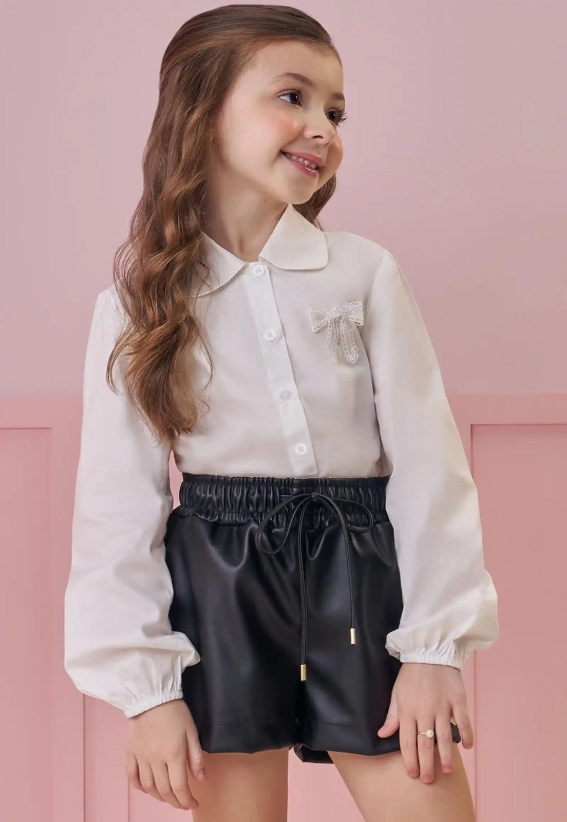 Infantil - Camisa Manga Longa Menina Social Branca Kukiê 10 Branco