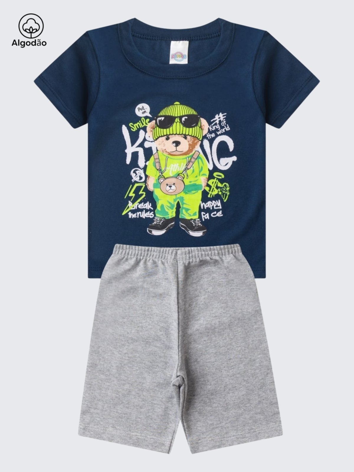 Vista 2 Infantil - Conjunto Masculino Meia Malha/Moletinho Urso ROSA AZUL KIDS azul marinho ROSA AZUL KIDS azul marinho