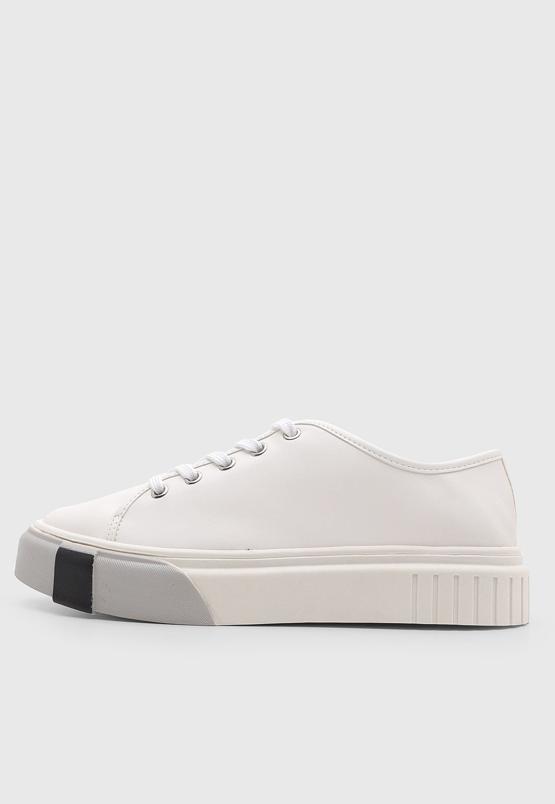Tênis Feminino VIA UNO Detalhe Plataforma Branco
