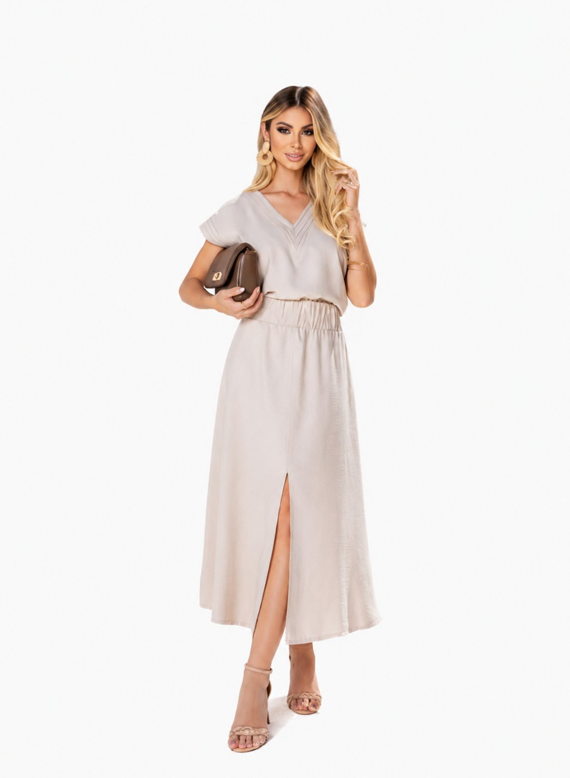 Conjunto Midi D Bell Outlet Fashion Gola V Bege