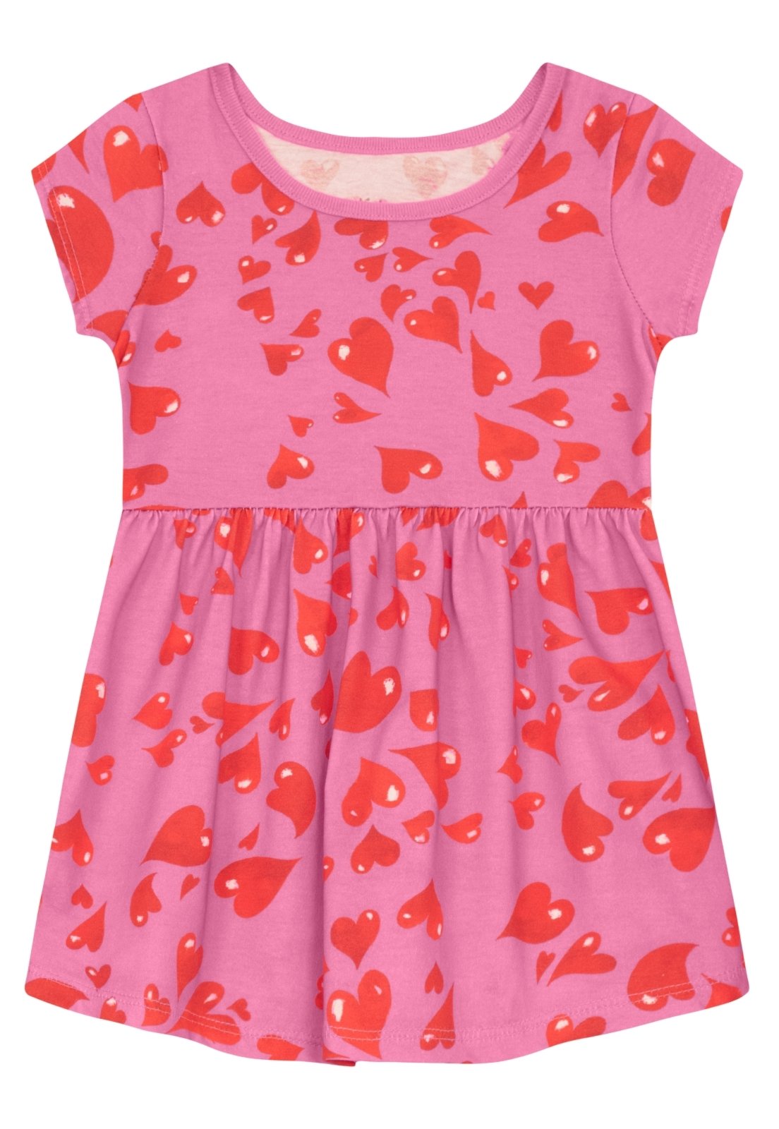 Vista 2 Infantil - Vestido menina de corações Brandili rosa