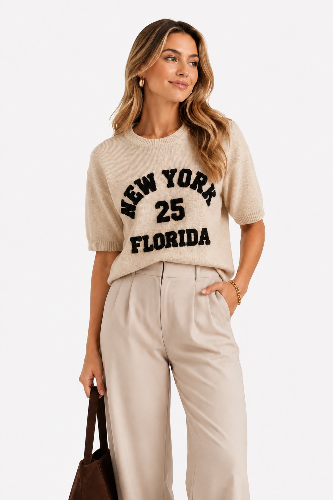 Camisa Feminina D Bell Outlet Fashion Tricot Modal Nude