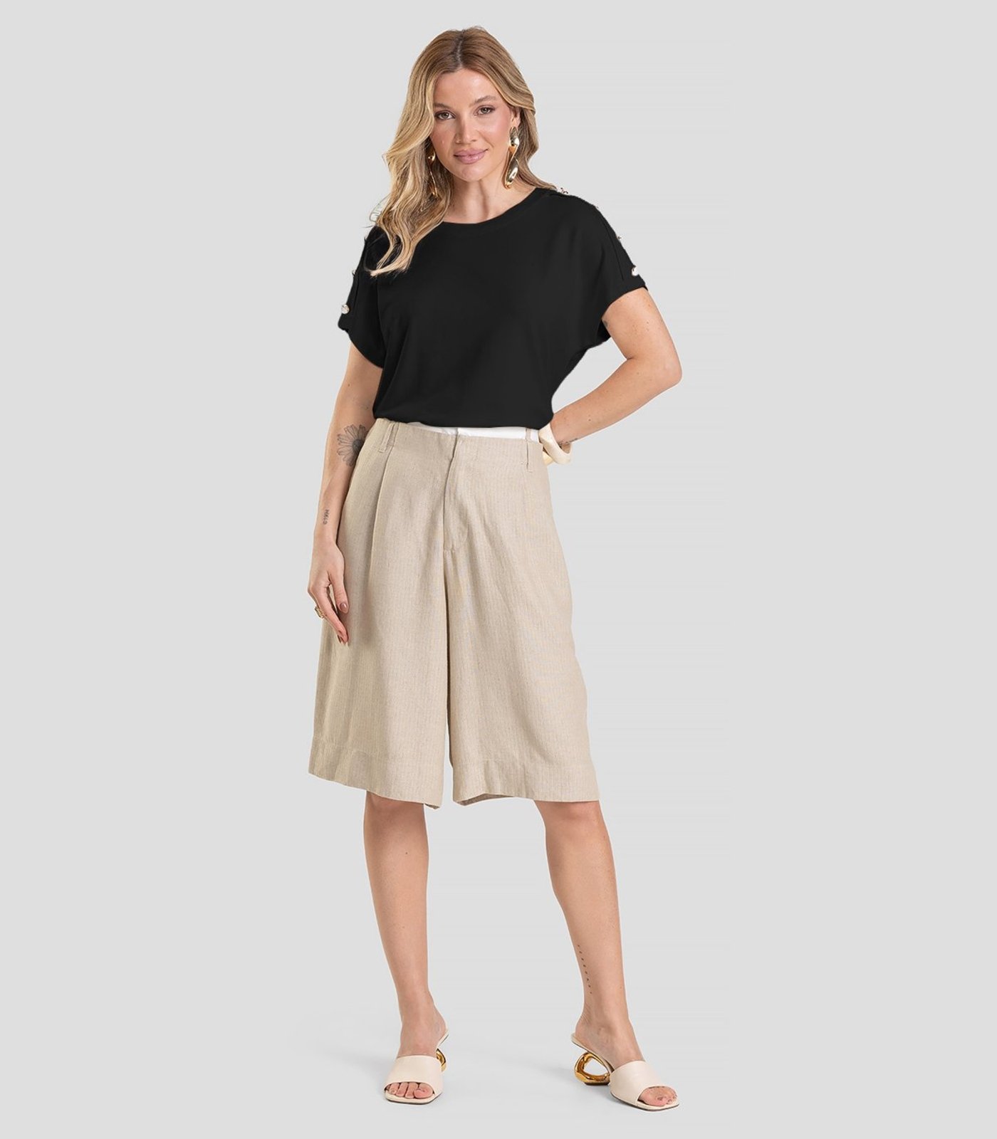Blusa Feminina Com Botões Dianna Preto