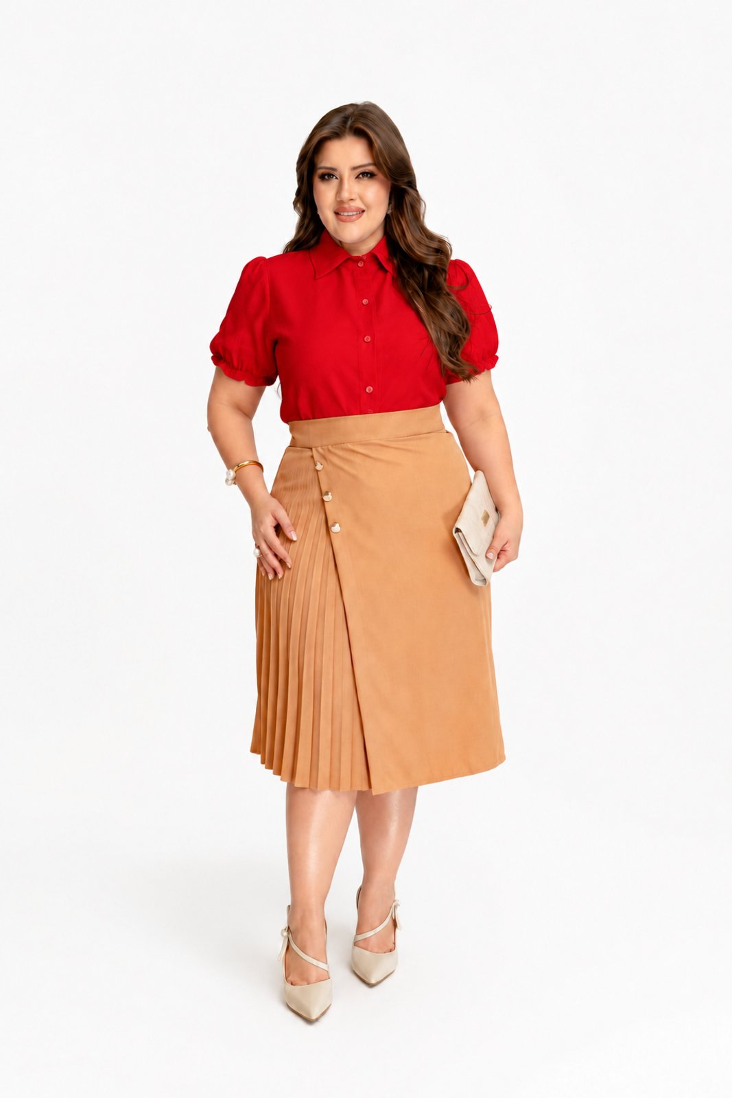 Camisa Social Feminina D Bell Outlet Fashion Gola Vermelho