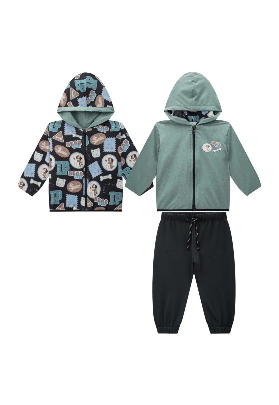 Infantil - Conjunto Moletom de Casa Dupla Face Estampado Menino LucBoo 1 Unico