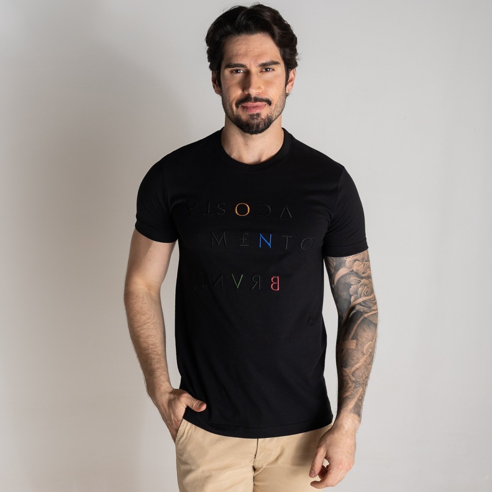 Camiseta Acostamento Espelhada Preta