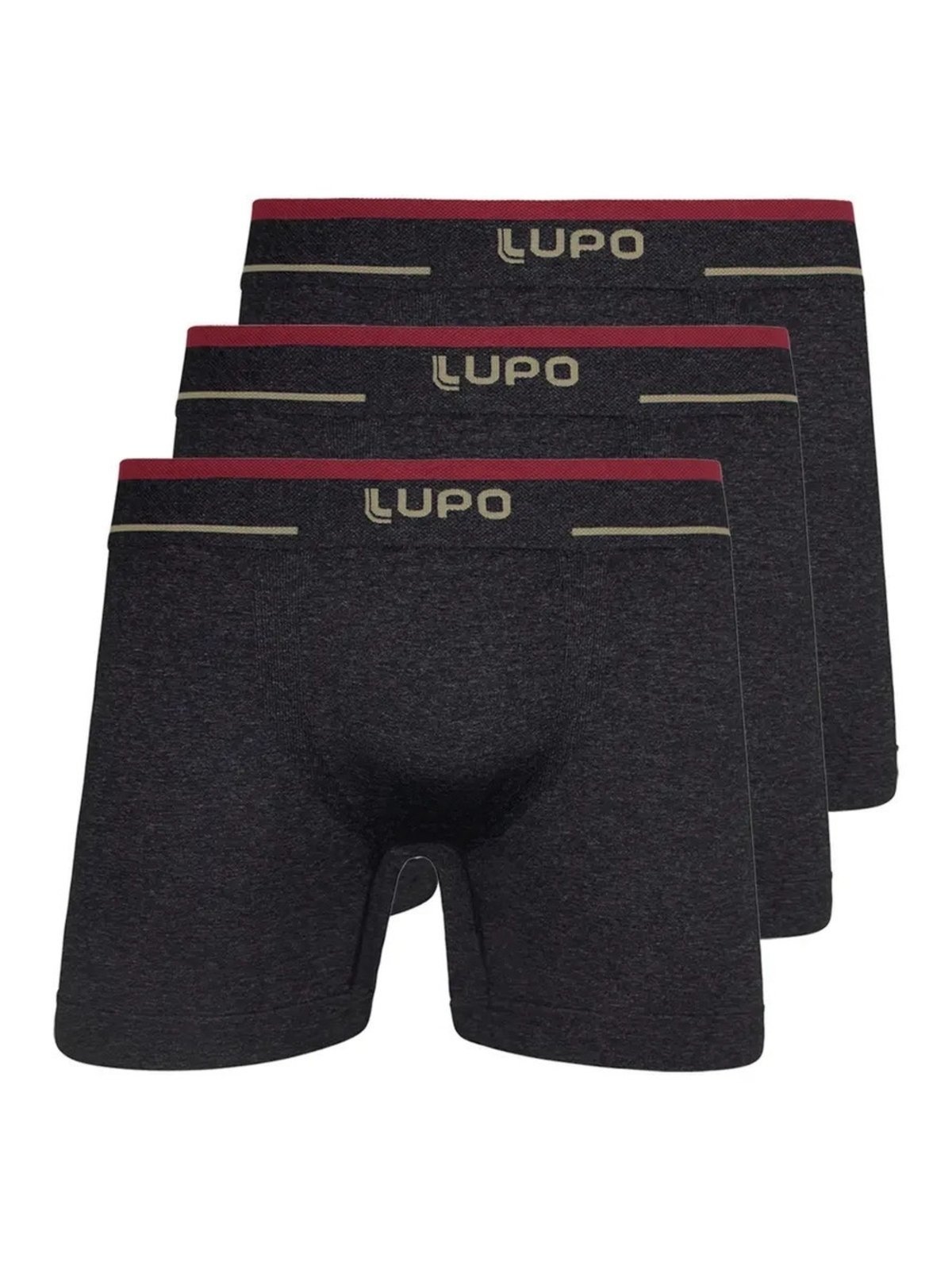 Kit com 3 Cuecas Boxer Lupo 17800-001 Plus Size Preto
