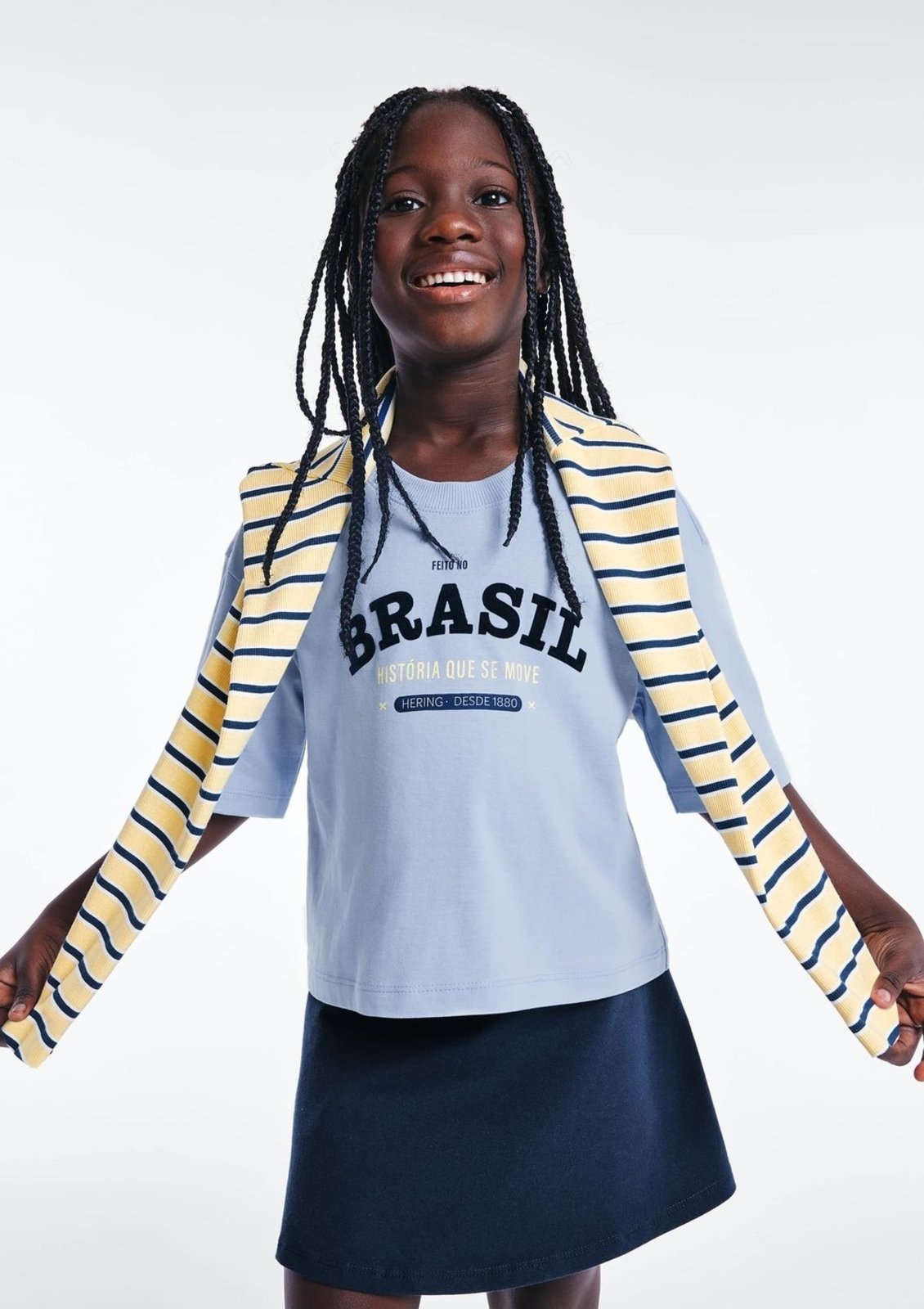 Infantil - Blusa Menina Super Cotton Estampada Drop Brasil Hering
