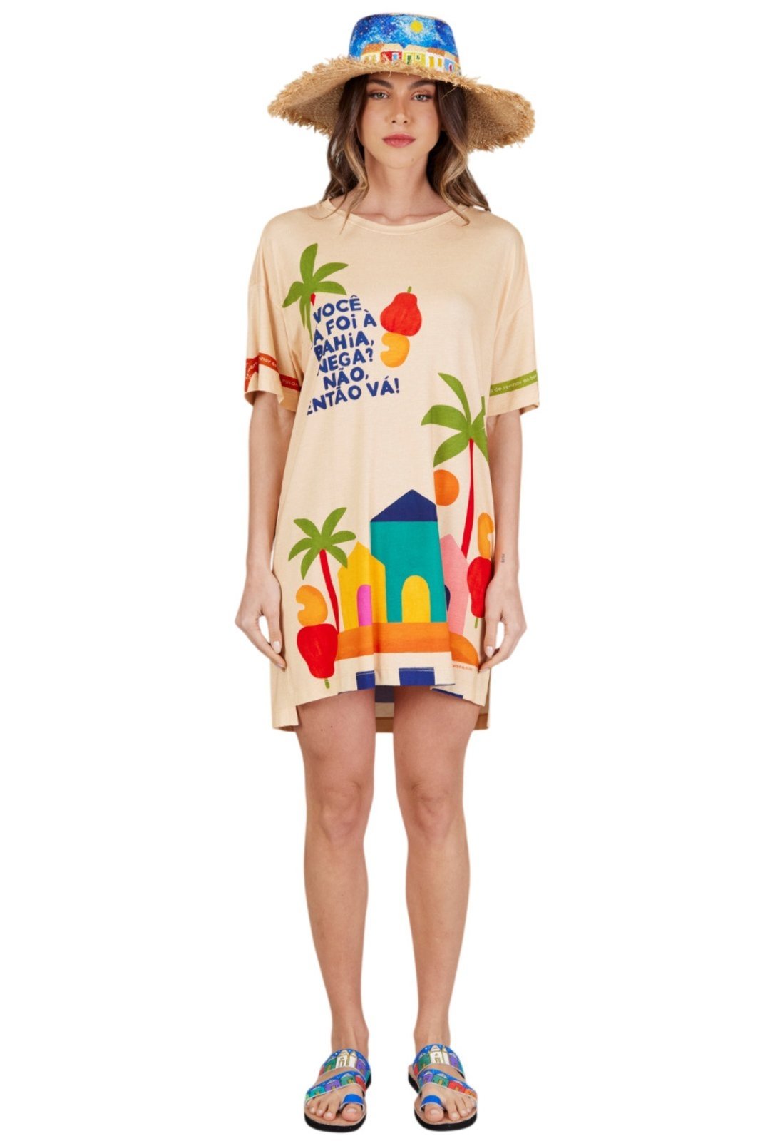 Camiseta Ampla Bege Bahêa Coleção Bahêa Yacamim R7 – Estampado