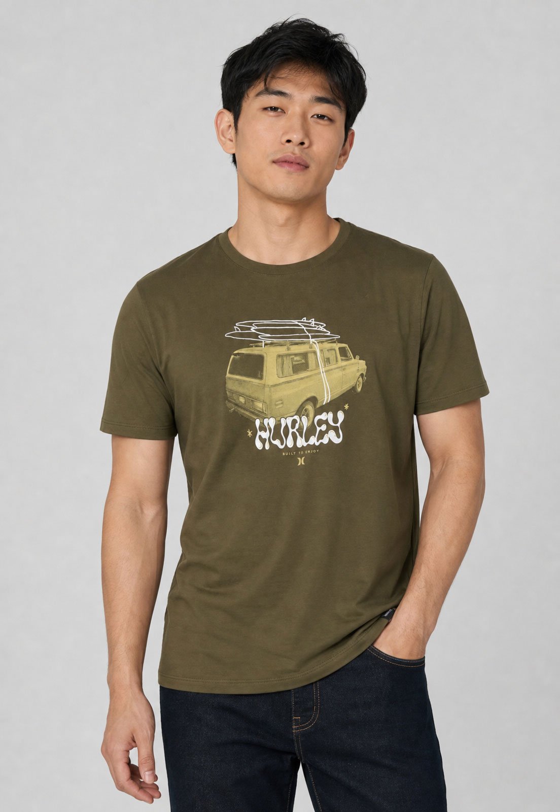 Camiseta Masculina Hurley Travel Verde Oliva