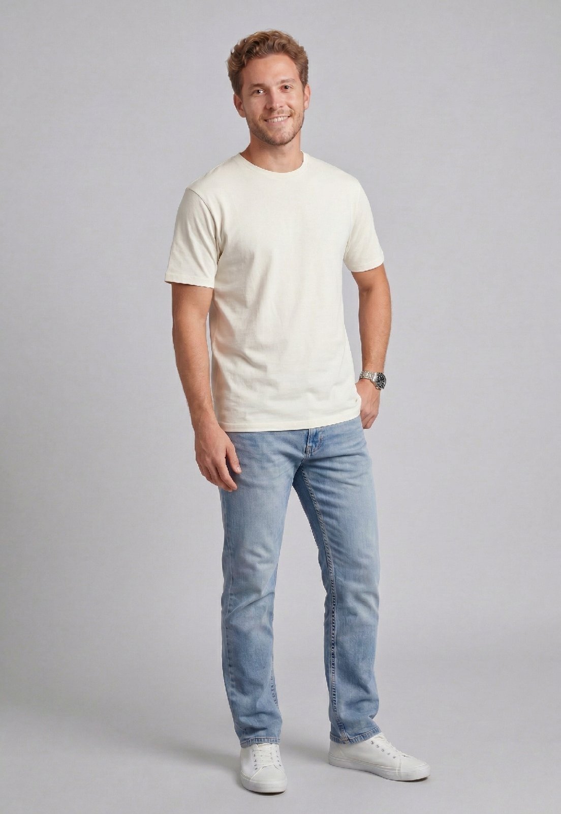 Camiseta Masculina em Meia Malha Just Basic Off-white