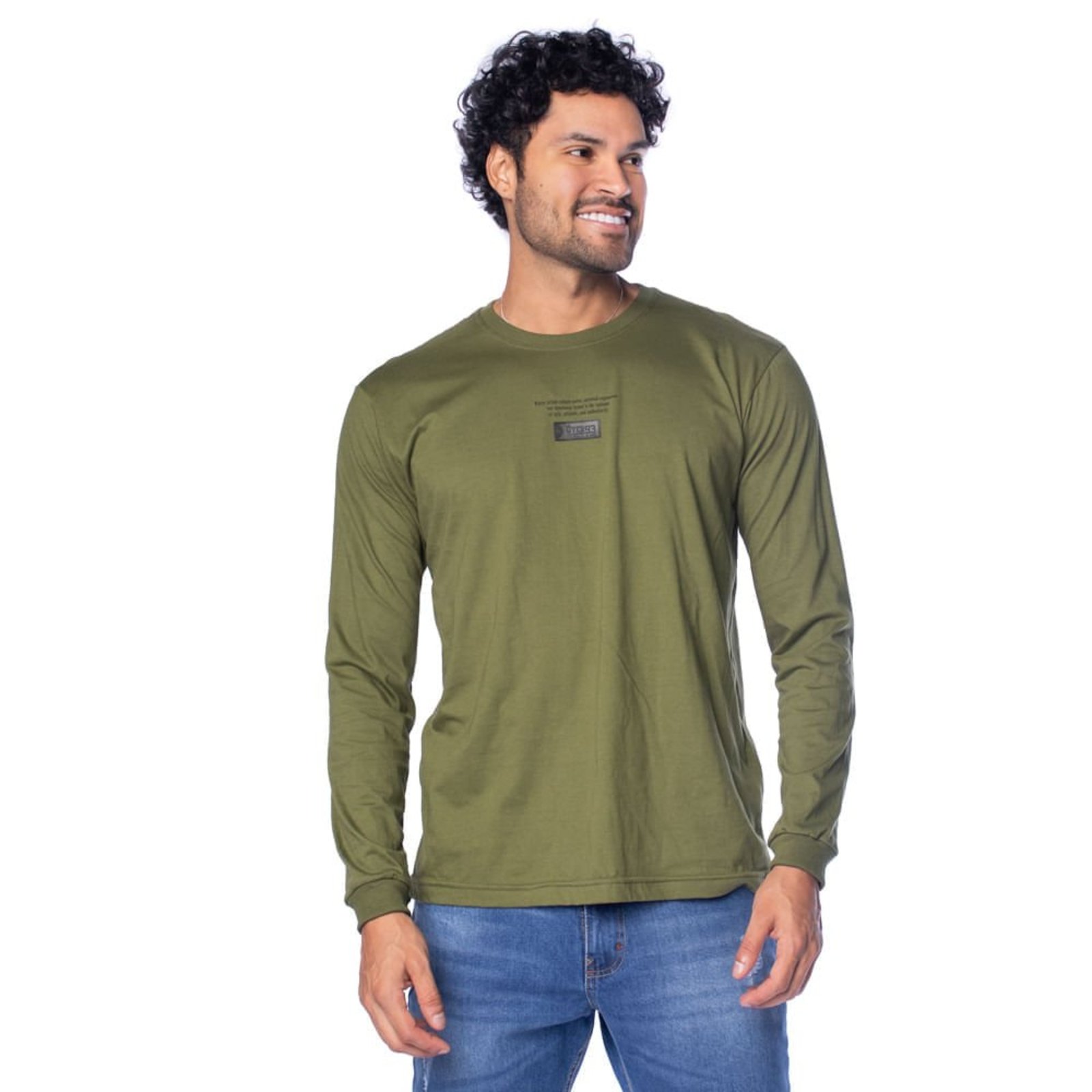 Camiseta Masculina Over Surf Manga Longa Logo Verde