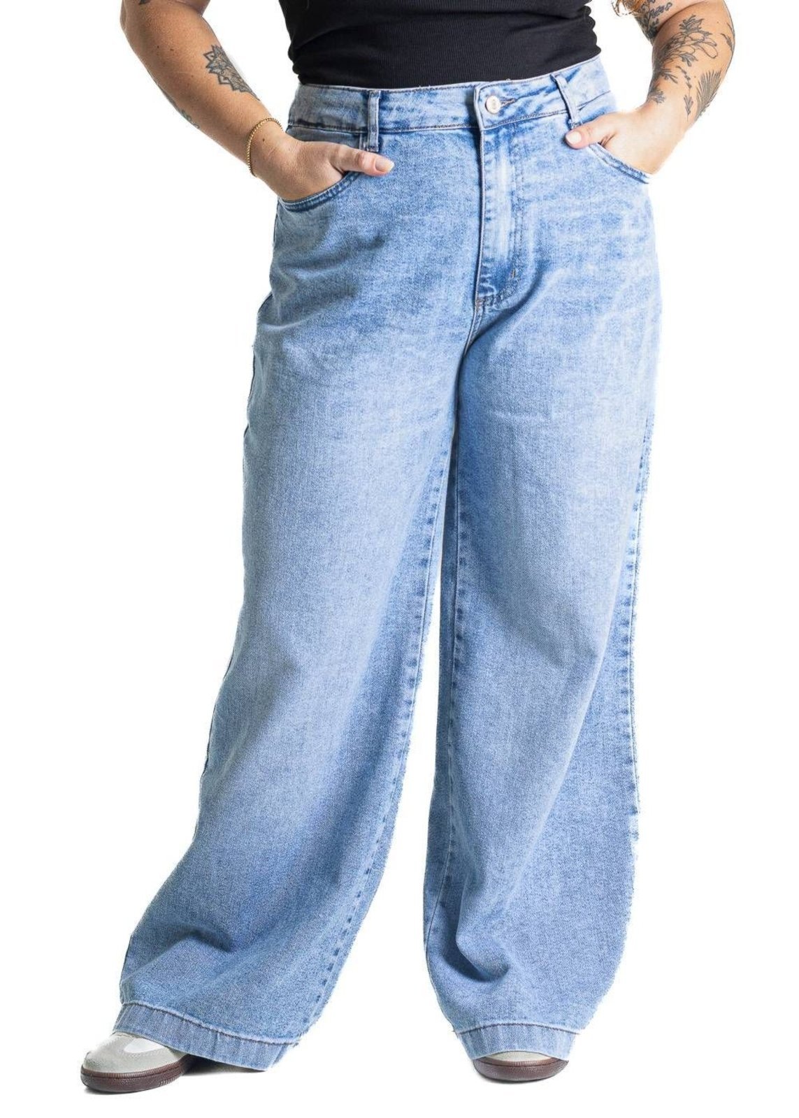 Calça Jeans Sawary Plus Size Wide Leg Petit – 280664 – Azul – Sawary