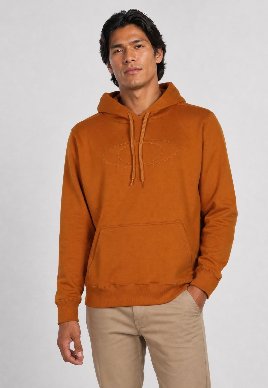 Blusa de Moletom Masculina Oakley Capuz Laranja