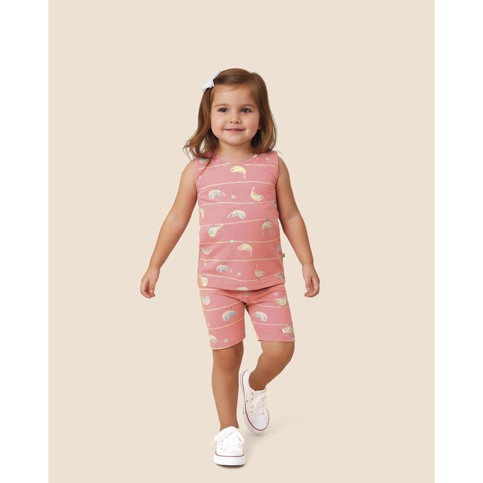 Infantil - Regata Menina Alça Larga Estampada Em Algodão Malwee