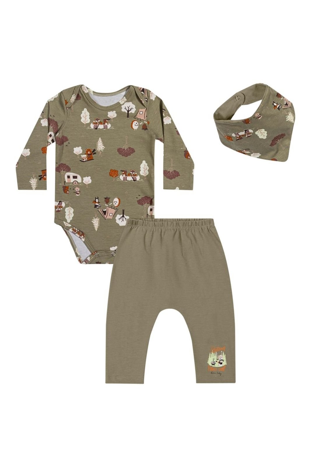 Infantil - Kit Menino Estampado Com Babador Elian Verde