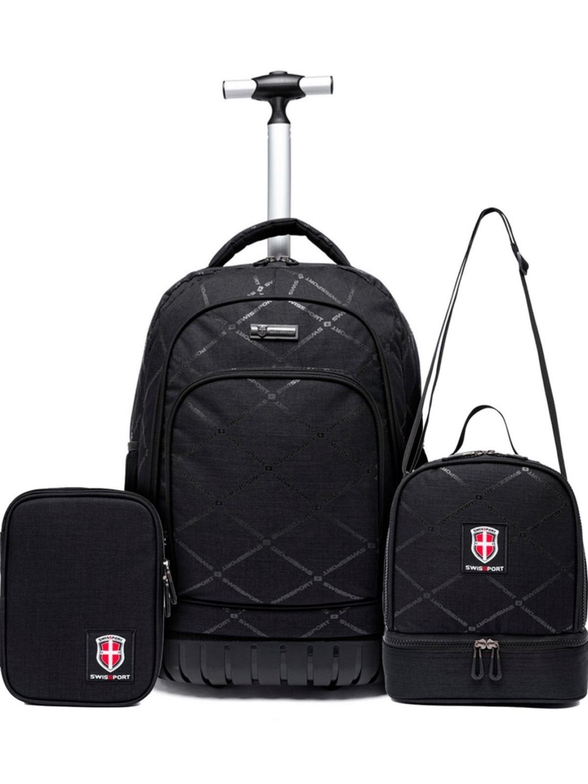 Kit Mochila Rodinha Executiva Escolar Resistente Preto