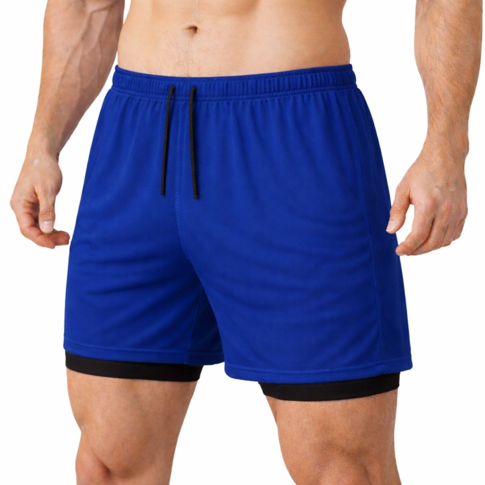 Short Treino Dry Fit Térmico 2 em 1 com Bolso para Celular e Porta-Toalha Calção Fitness Academia
