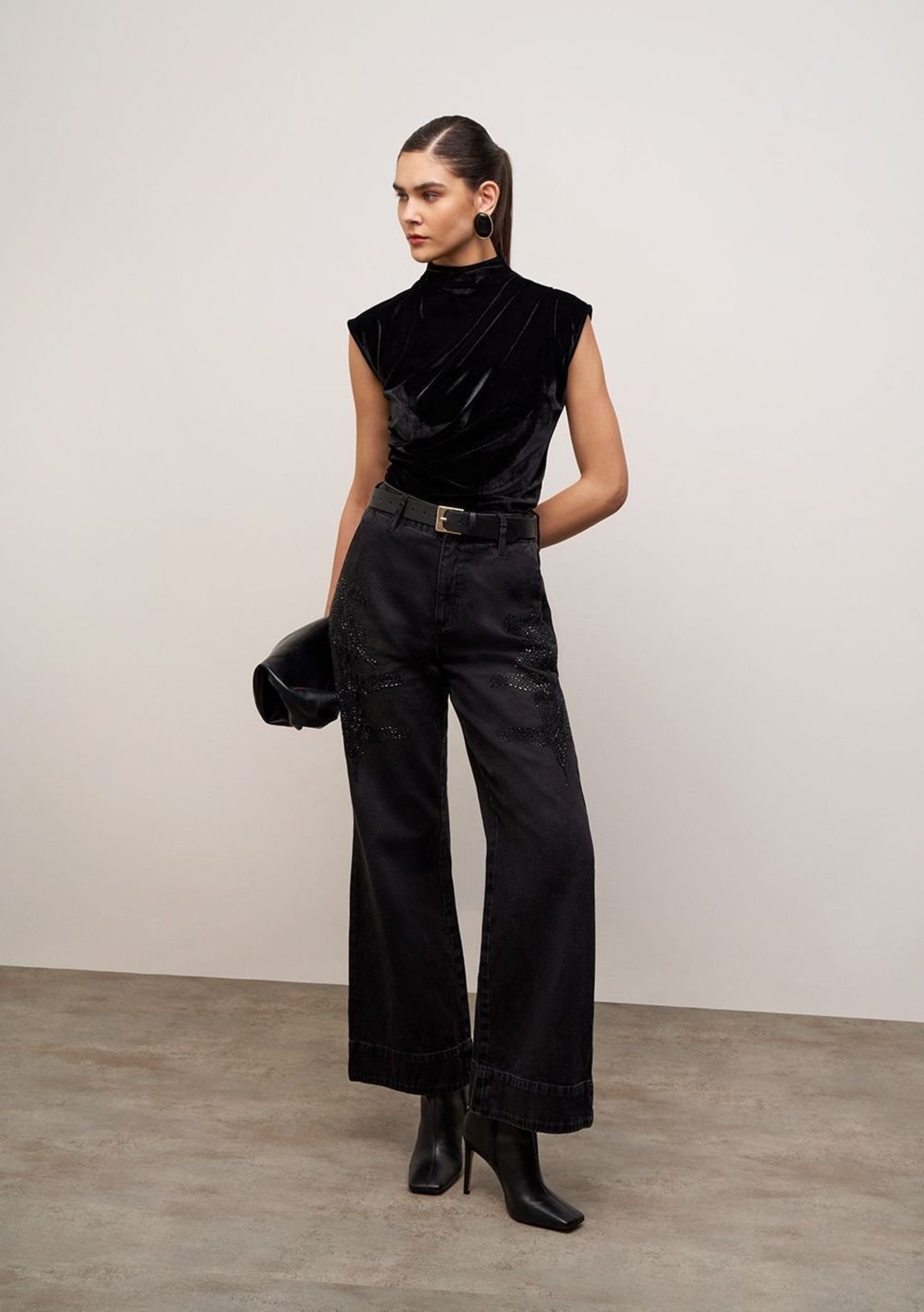 Calça Iódice Wide Alta - Preto