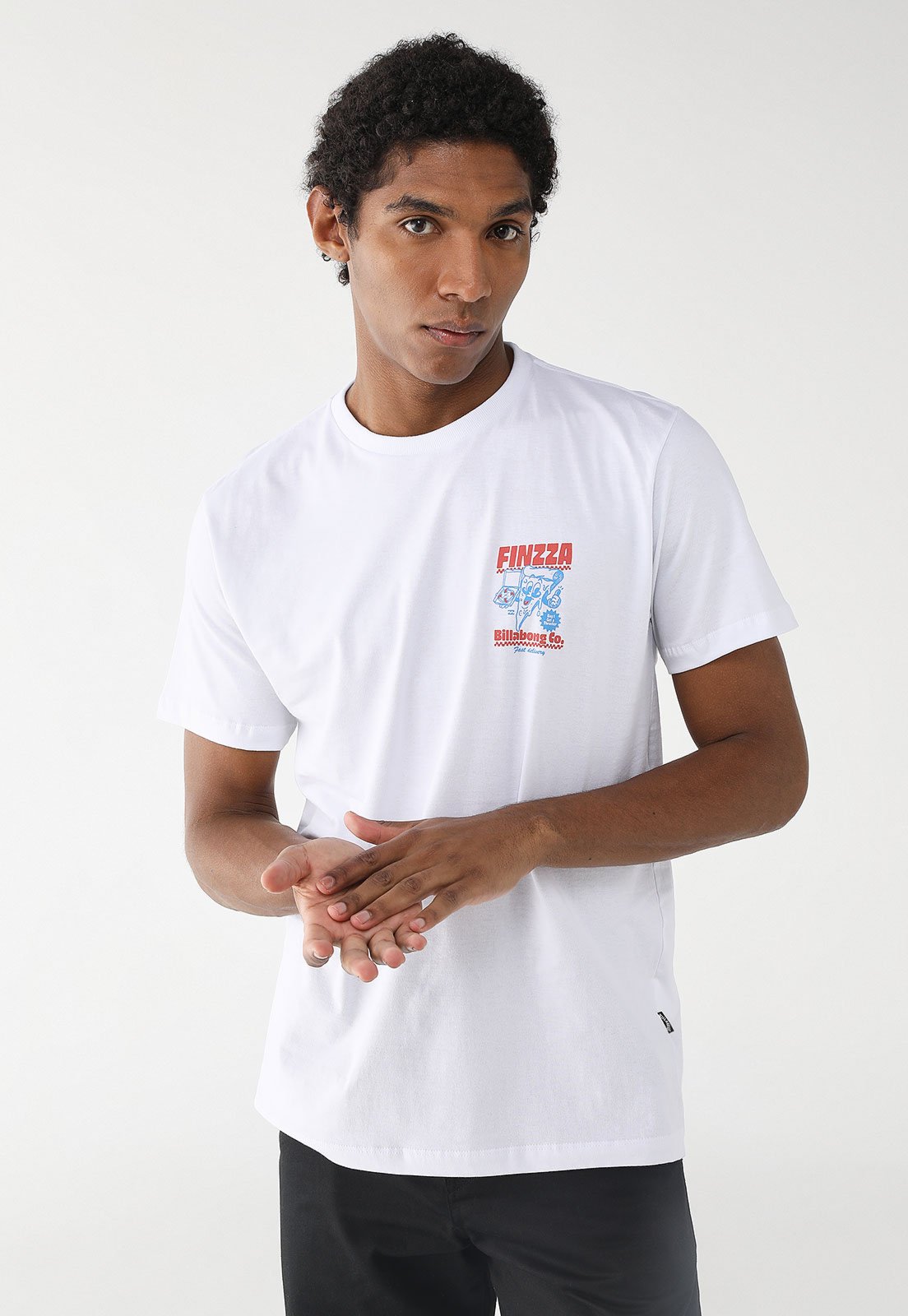Camiseta Billabong Reta Lunch Break Pizza Branca